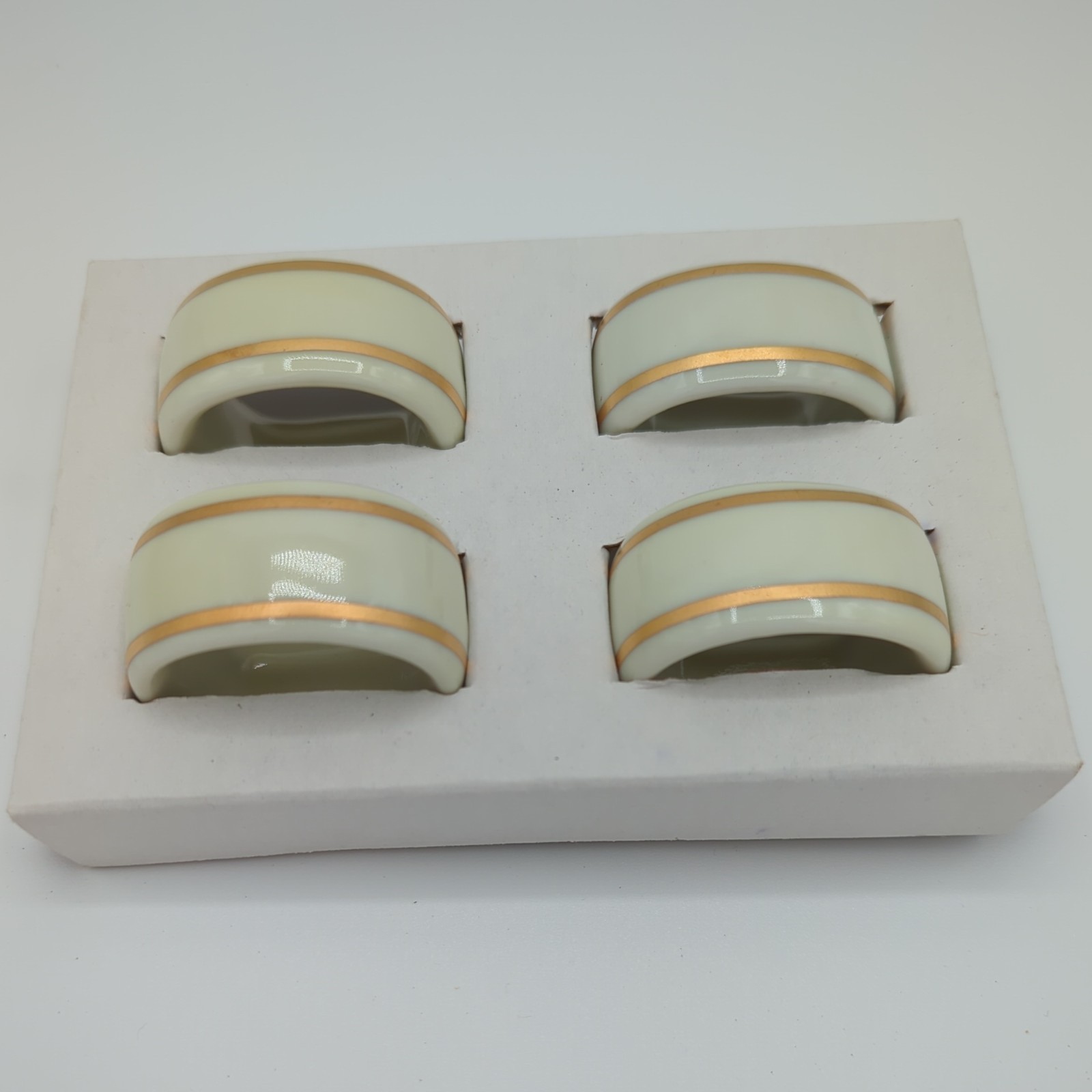 Set of 4 Vintage Gorham Napkin Rings Ivory w/ Gold Trim Set of 4 Vintage Gorham Napkin Rings Ivory w/ Gold Trim
