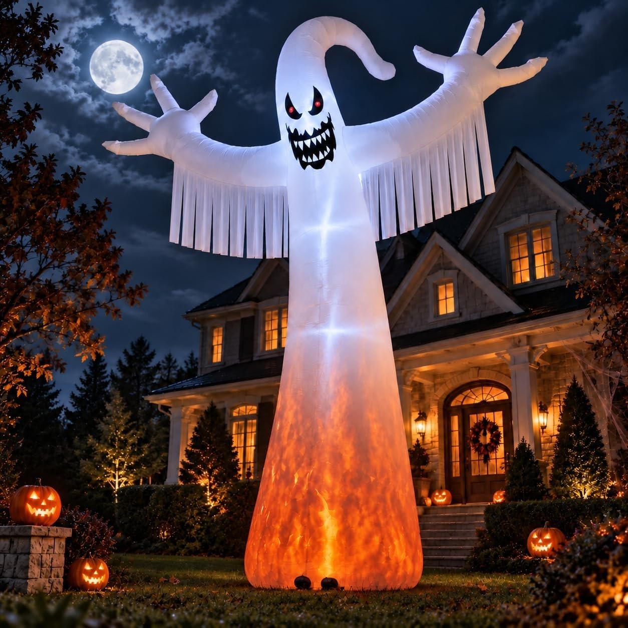 12FT Halloween Inflatable Giant Ghost with Red Eye Led Lights Blow Up Decoration 12FT Halloween Inflatable Giant Ghost with Red Eye Led Lights Blow Up Decoration