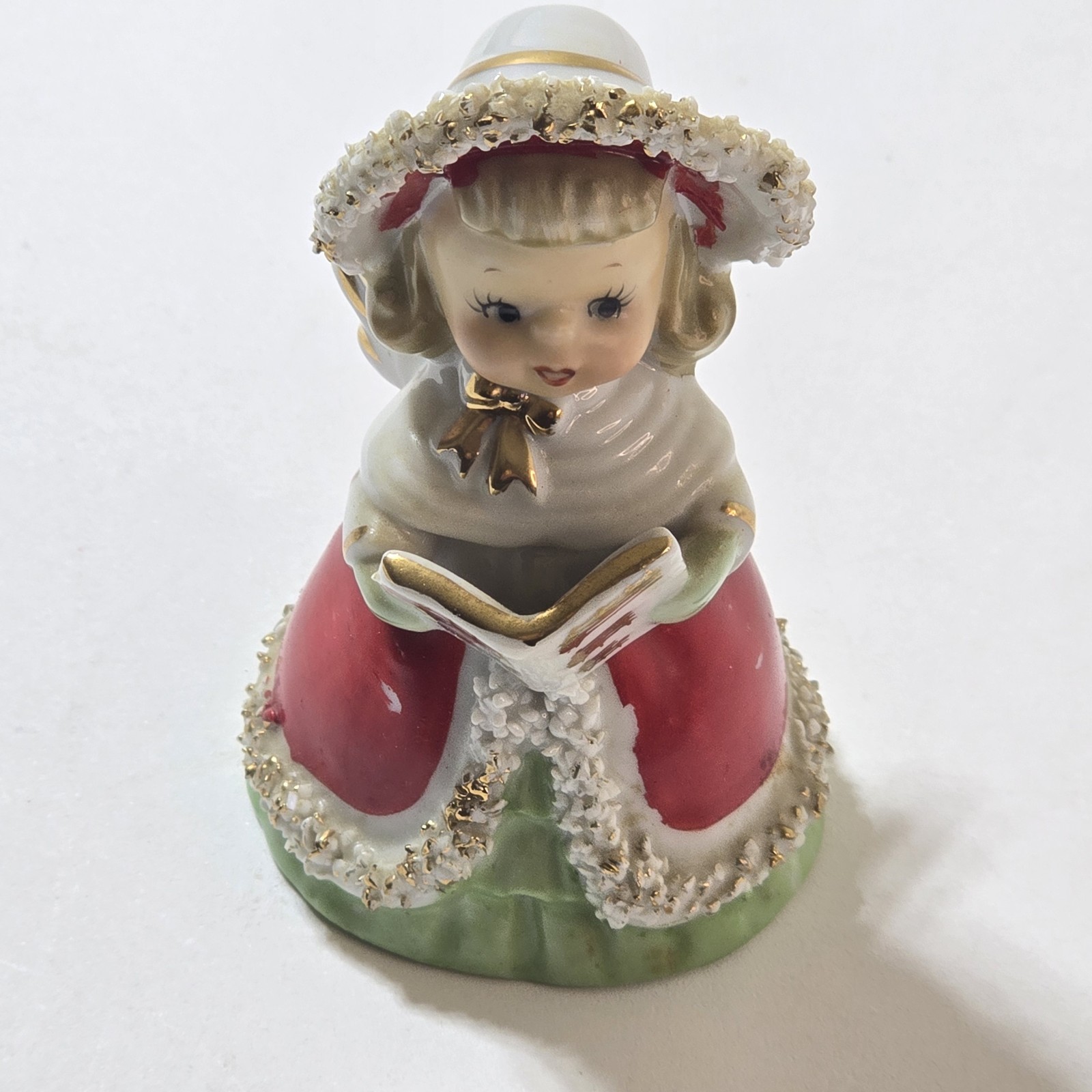 Vtg 1960s Lefton Christmas Angel/Caroler Bell w/Song Book. Spaghetti Trim Vtg 1960s Lefton Christmas Angel/Caroler Bell w/Song Book. Spaghetti Trim