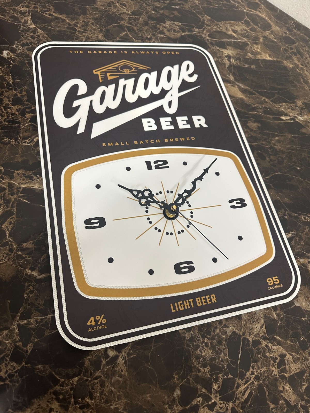 Vintage style Garage Beer brand clock on .080 alum custom sign 12" x 18"
