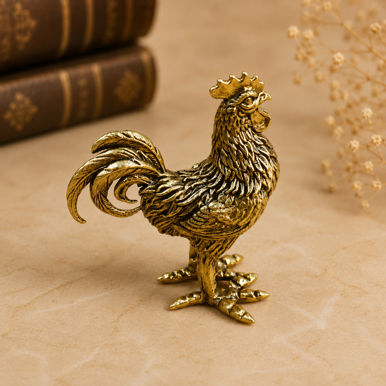 Mini Vintage Brass Rooster Statue Ornament Animal Collectible Desk Decor Farm Mini Vintage Brass Rooster Statue Ornament Animal Collectible Desk Decor Farm