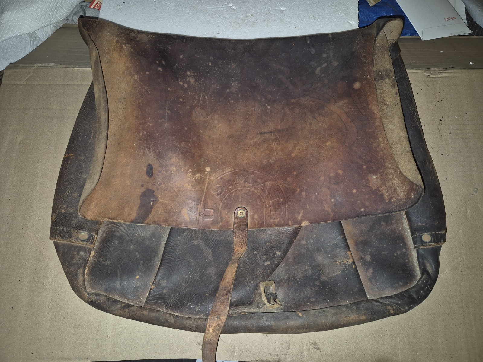 Vintage 1952 Bona Allen US Mail Bag Leather Postal Carrier Messenger Satchel