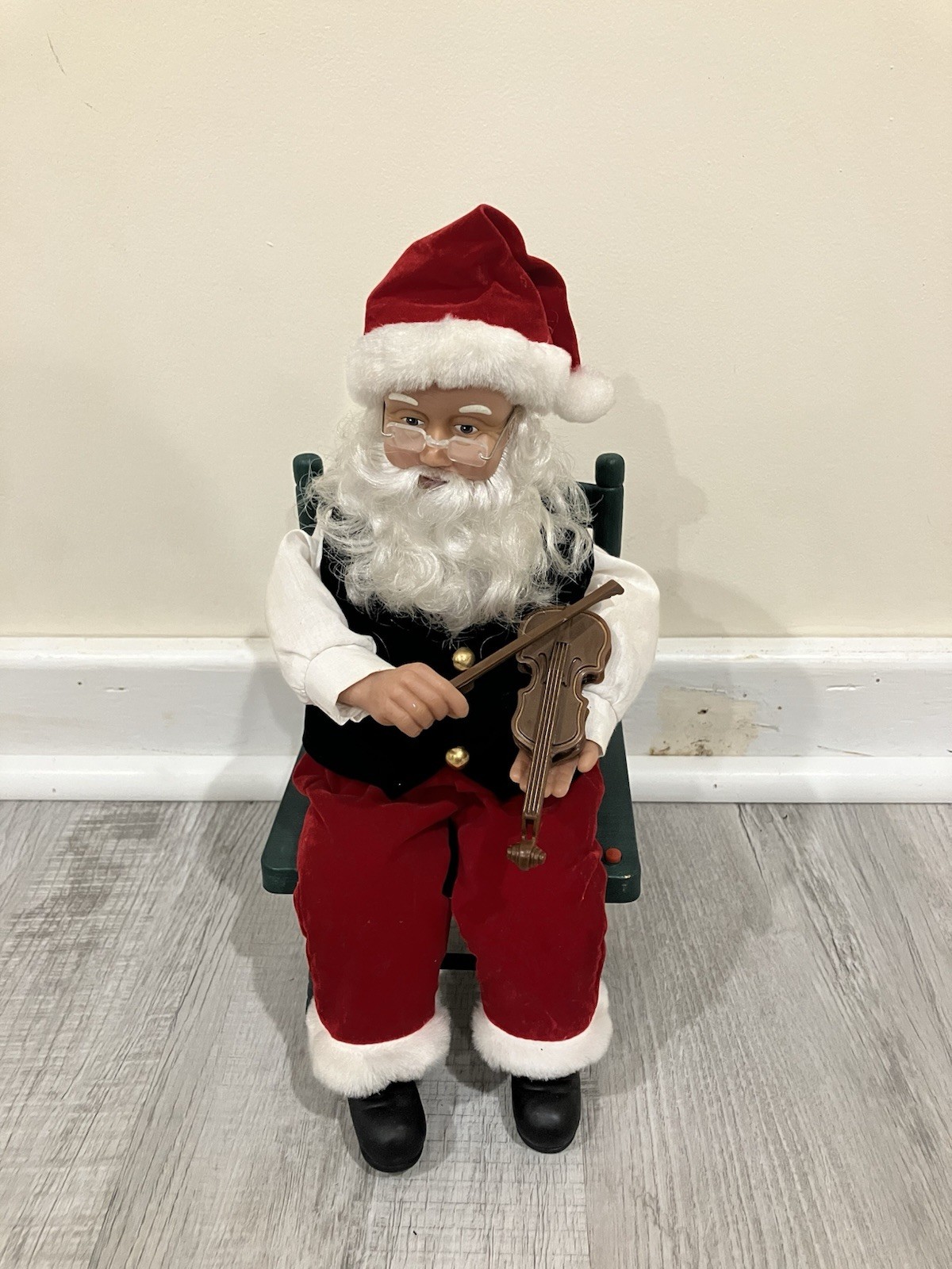 RARE Gemmy Christmas Violin Fiddler Santa Claus Vintage Works SEE VIDEO