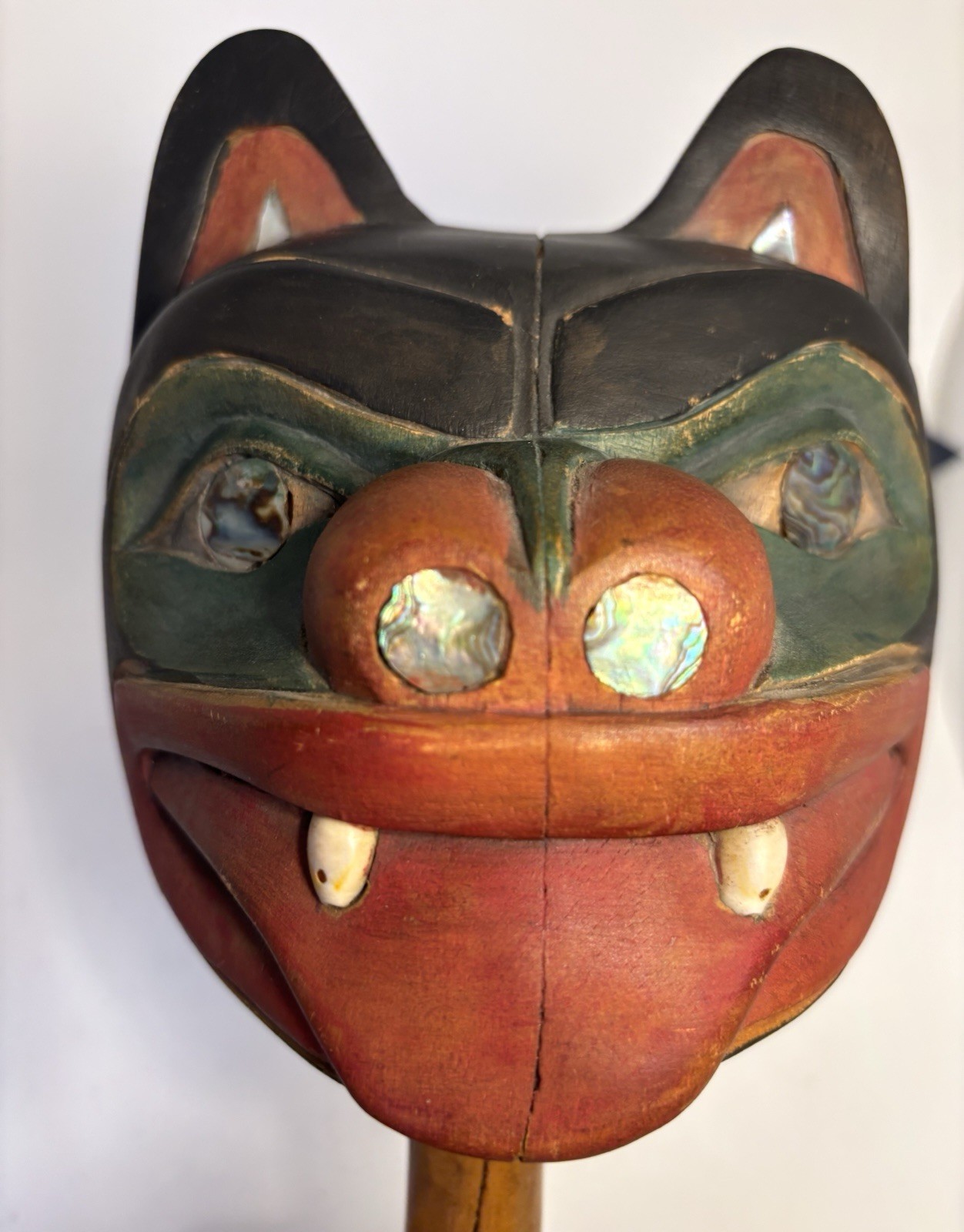Signed Rich LaValle Signed Tlingit Northwest Coast Carved Wood Bear Face Rattle Signed Rich LaValle Signed Tlingit Northwest Coast Carved Wood Bear Face Rattle