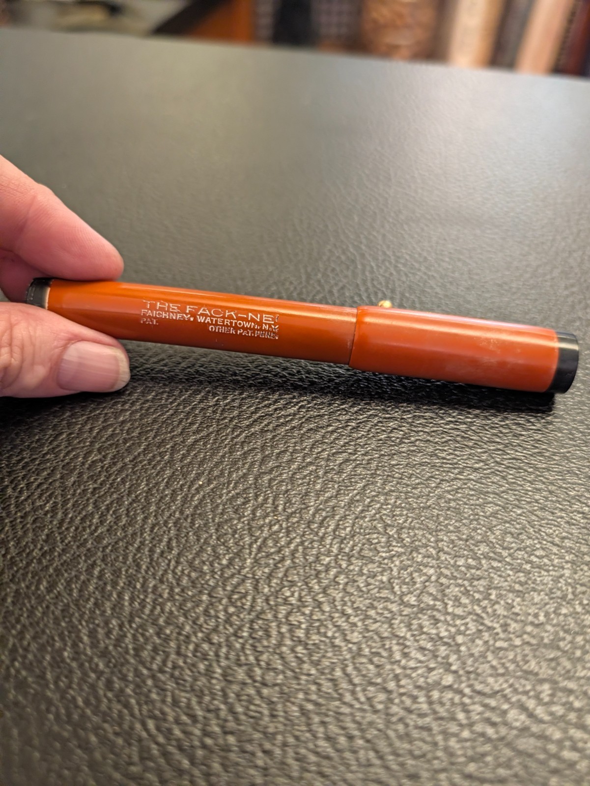 Vintage 1920s Faichney Fack-Ne Orange Ebonite Ring Top Fountain Pen 14K Gold Nib Vintage 1920s Faichney Fack-Ne Orange Ebonite Ring Top Fountain Pen 14K Gold Nib