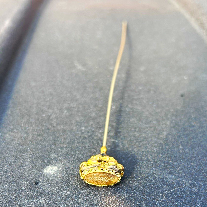 Antique Victorian Gold Filled ANNA Ornate Scrollwork Hatpin Stickpin Fob Antique Victorian Gold Filled ANNA Ornate Scrollwork Hatpin Stickpin Fob