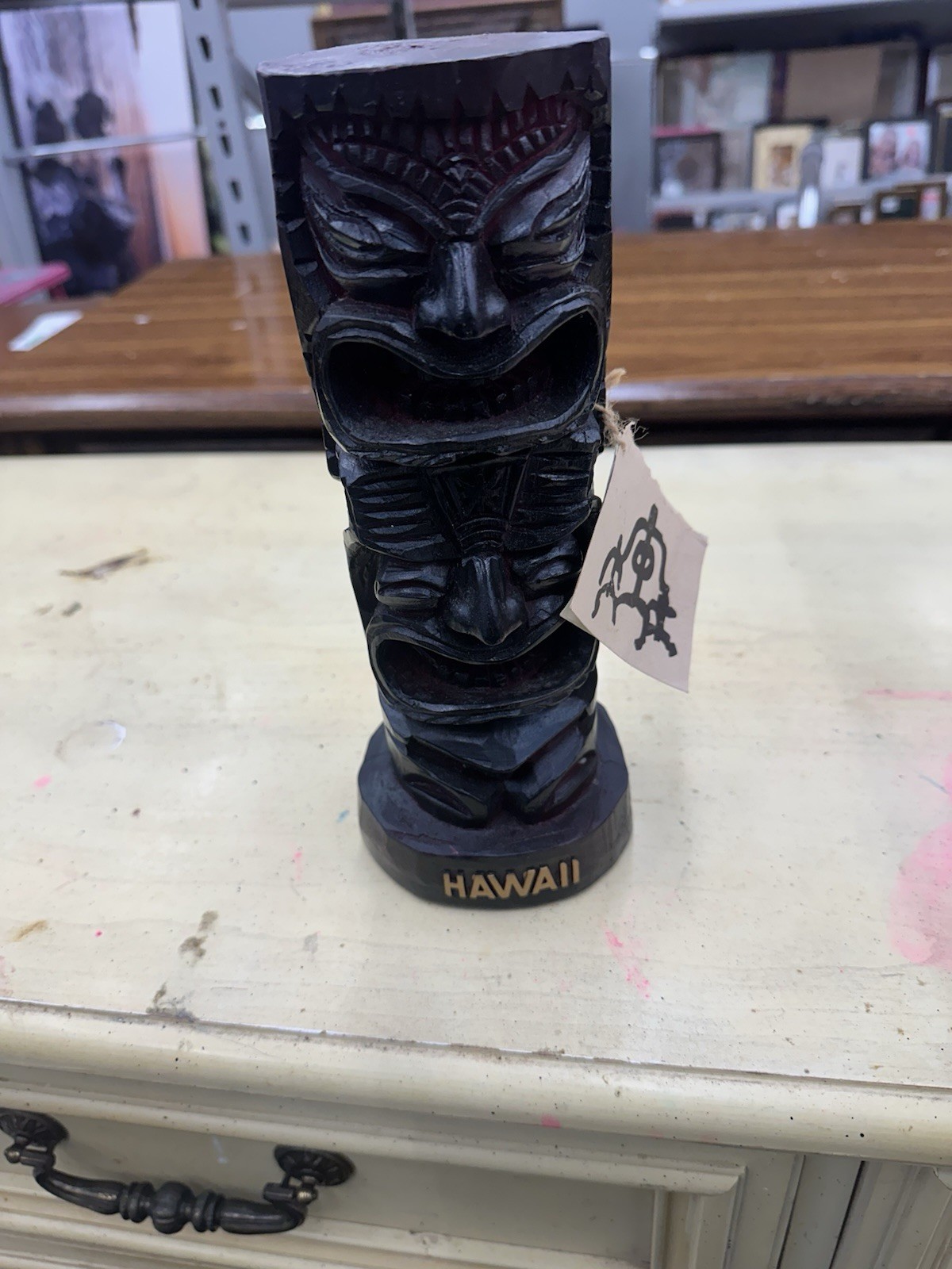 Vtg Hand Carved Wood Tiki God Totem Statue Tonga Bar Art 10" Hawaiian Polynesian
