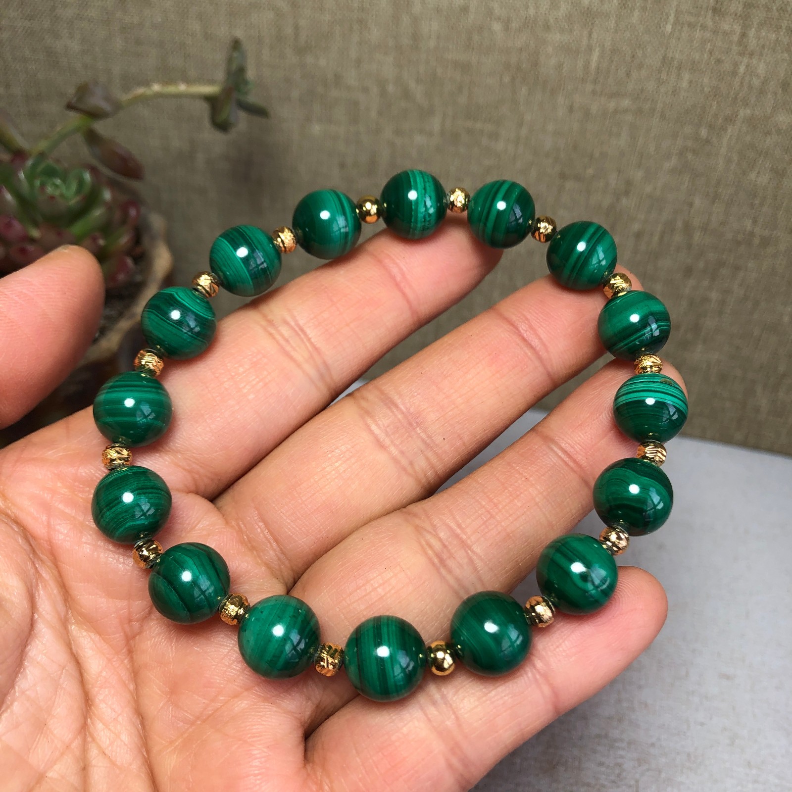 10mm Natural malachite gemstone Crystal chain beads bracelet 38-39g A4100 10mm Natural malachite gemstone Crystal chain beads bracelet 38-39g A4100