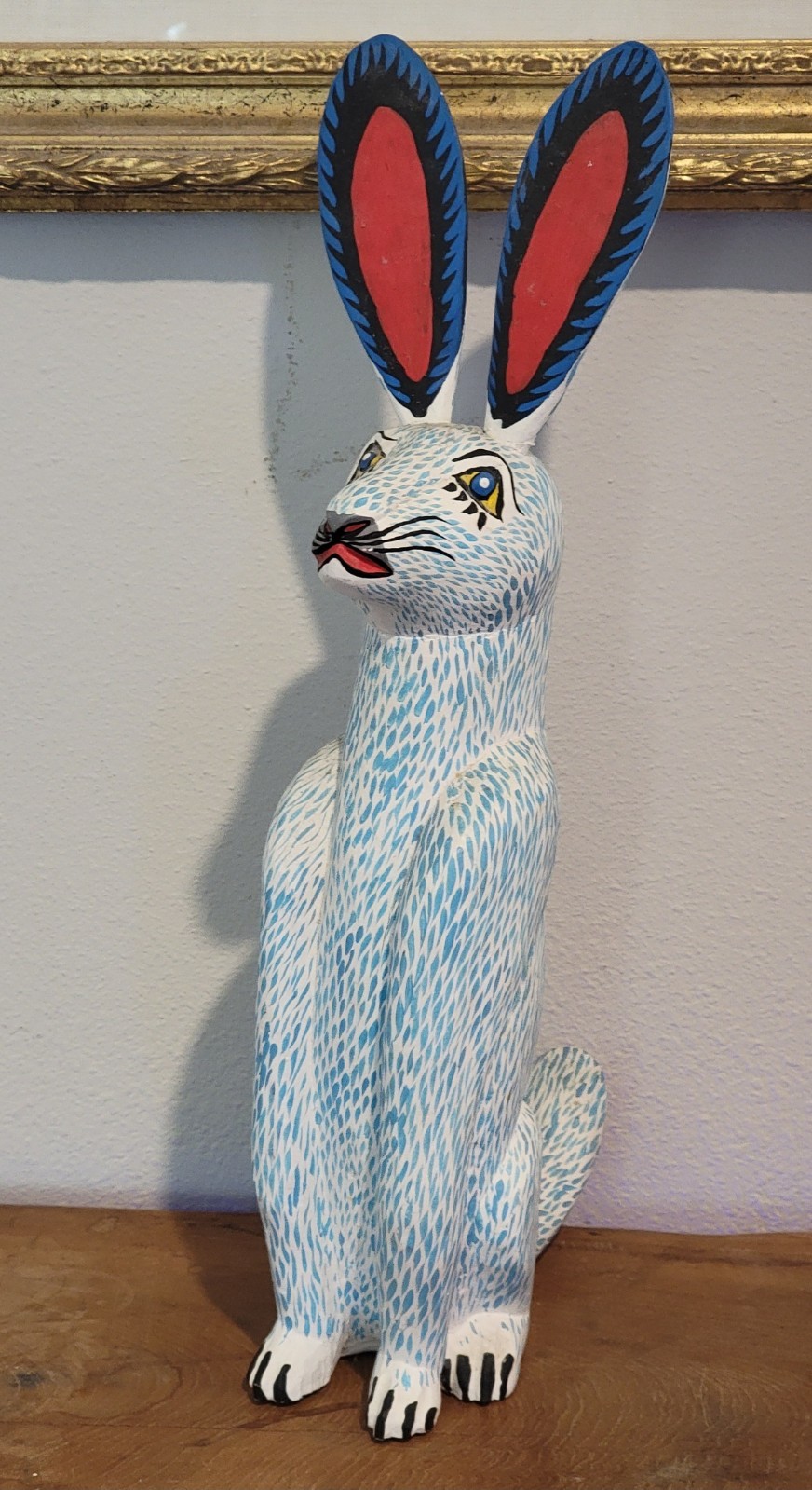 Vintage Epifanio Fuentes RABBIT Oaxacan Mexico 19" Carved Wood Folk Art SIGNED