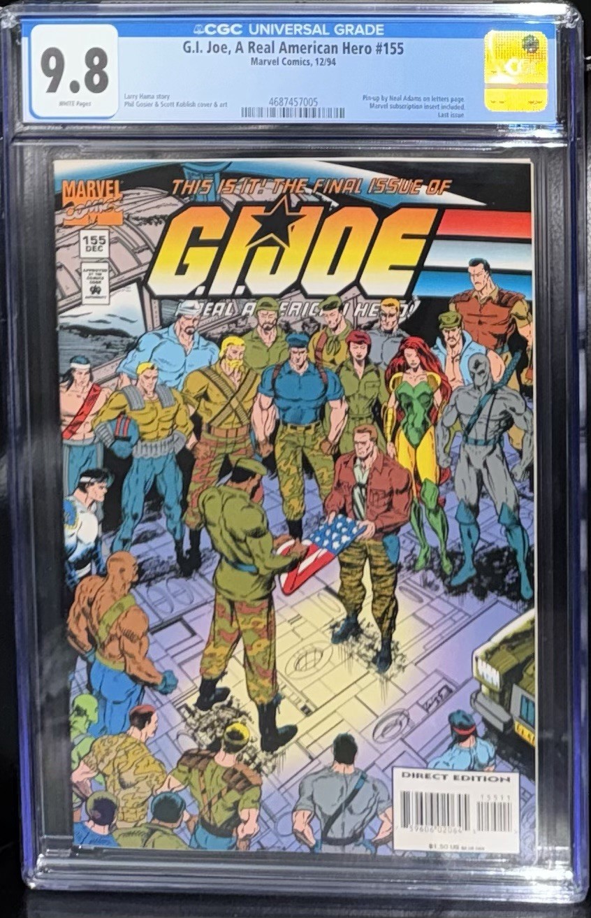 G.I. Joe A Real American Hero 155 Scarce HTF CGC 9.8 White Pages Key Last Issue