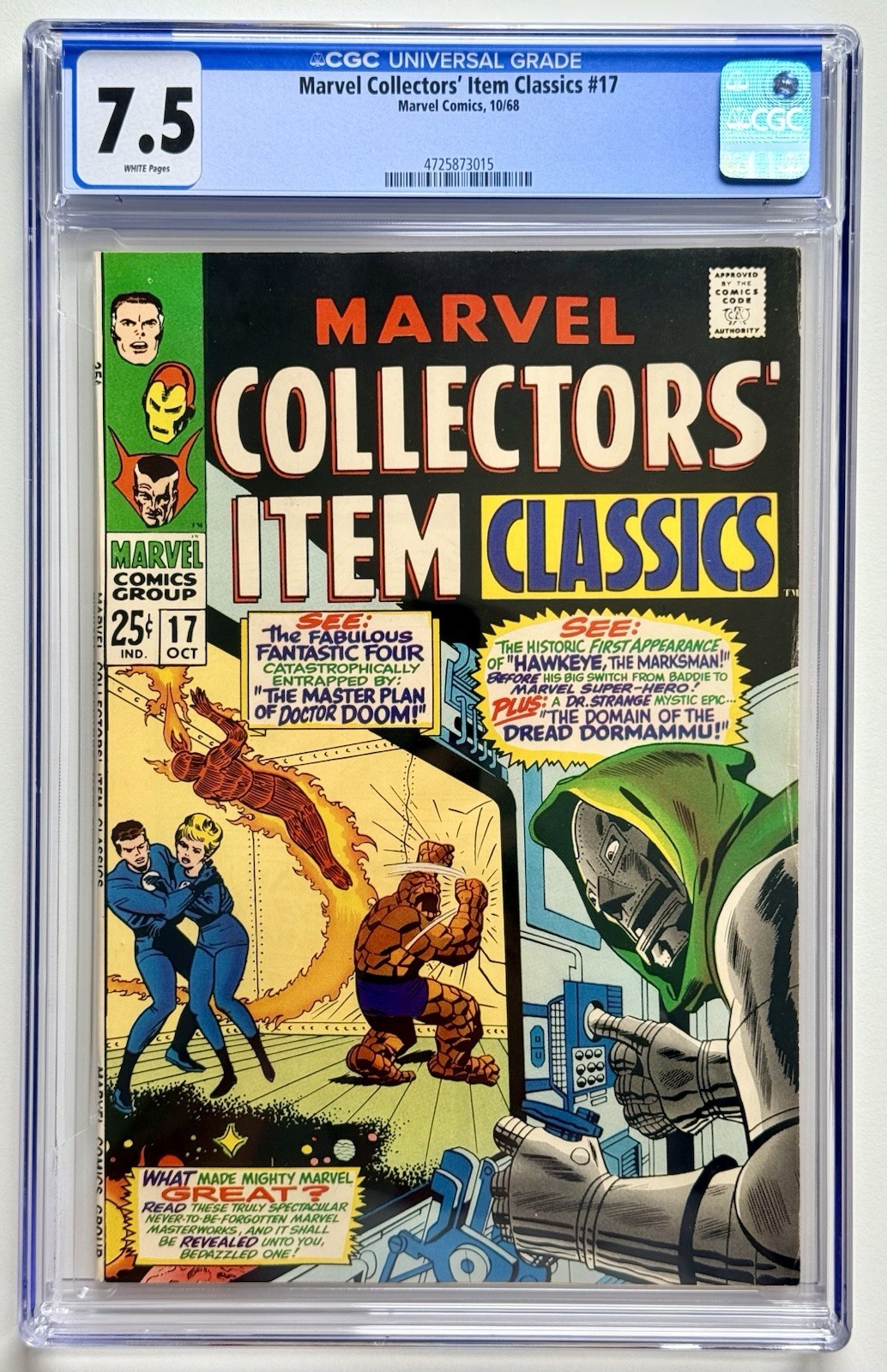 MARVEL COLLECTORS ITEM CLASSICS 17 β CGC 7.5 * Doom Cover 1968 * NEW CASE π MARVEL COLLECTORS ITEM CLASSICS 17 β CGC 7.5 * Doom Cover 1968 * NEW CASE π