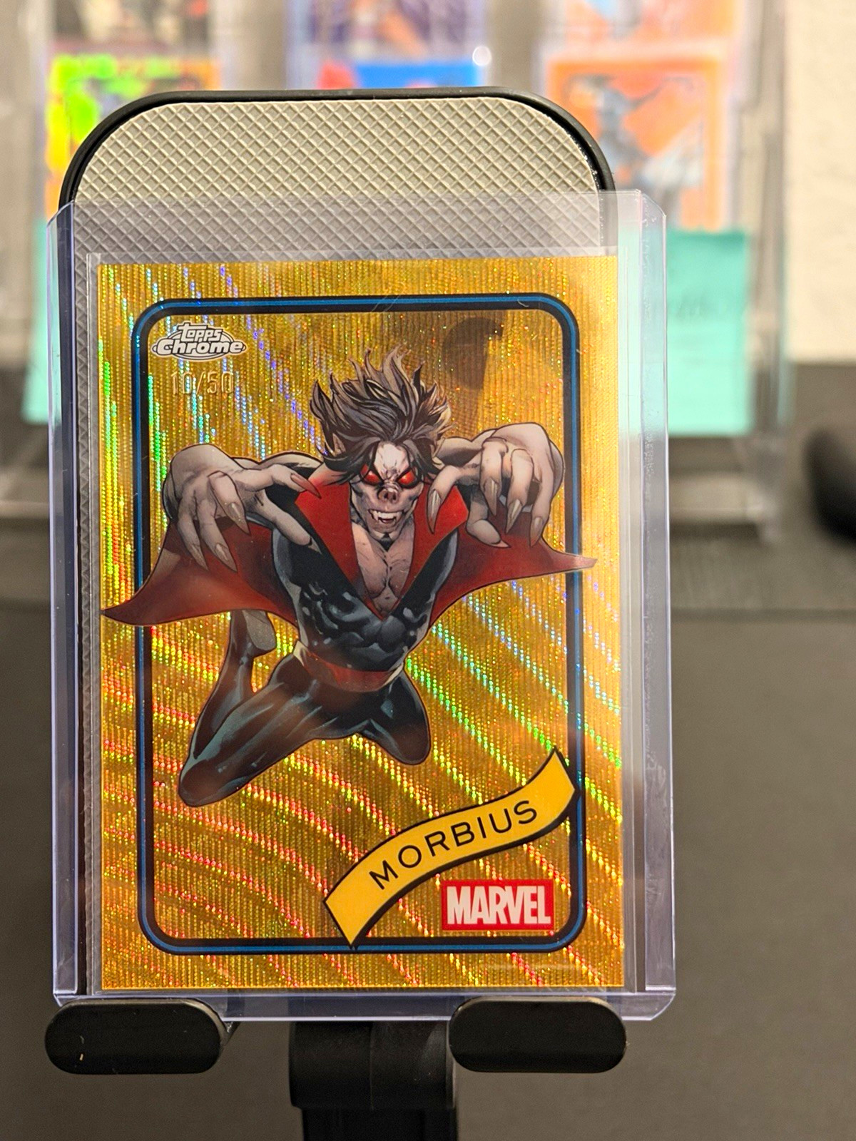 Topps 2025 Topps Chrome Marvel Morbius #166 Orange Parallel /50 Topps 2025 Topps Chrome Marvel Morbius #166 Orange Parallel /50
