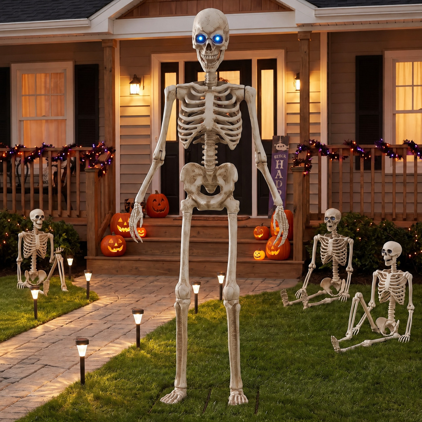 8 FT Animated Skeleton Plastic Halloween Outdoor Decoration 8 FT Animated Skeleton Plastic Halloween Outdoor Decoration