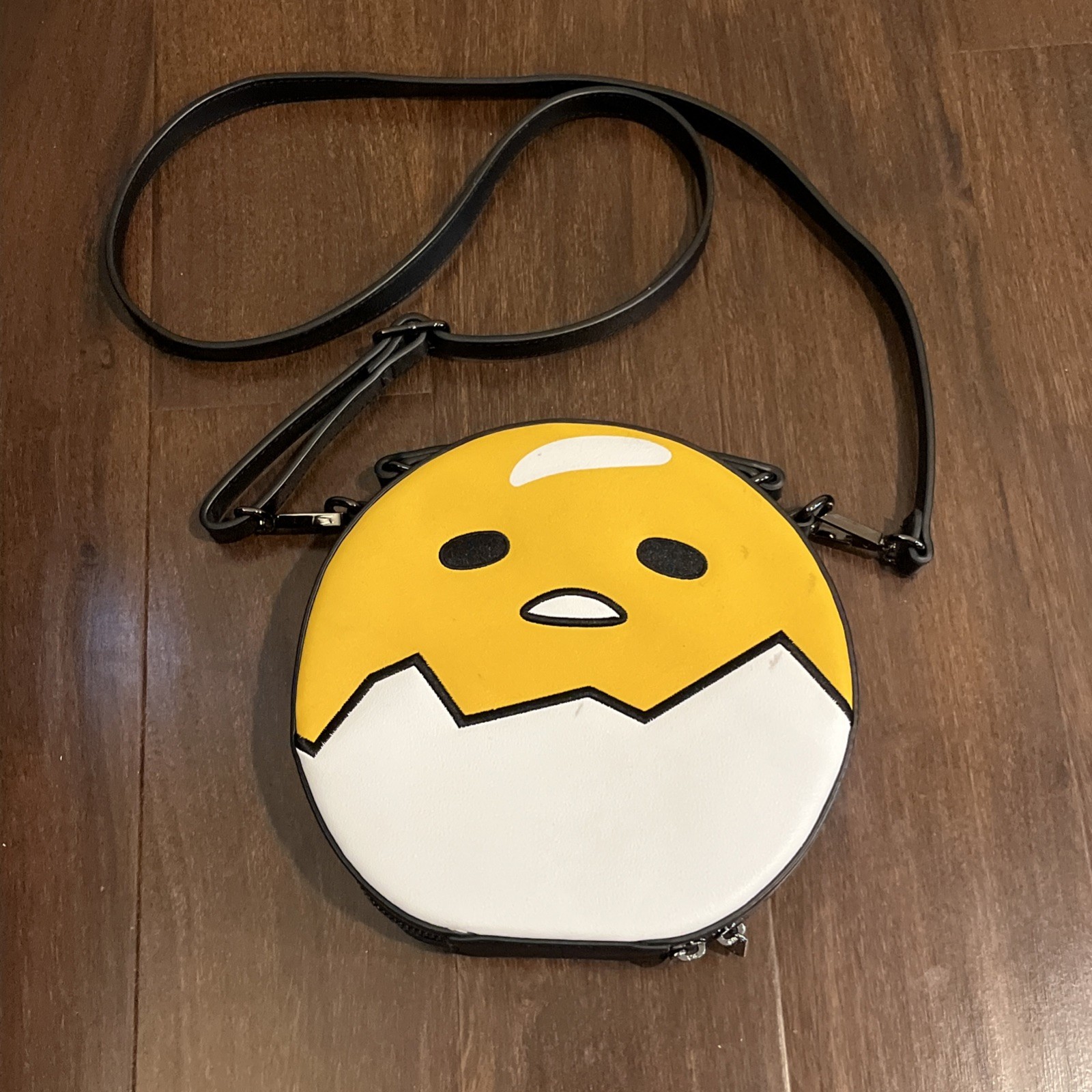 Loungefly Sanrio Gudetama The Lazy Egg Round Crossbody Bag Purse Faux Leather Loungefly Sanrio Gudetama The Lazy Egg Round Crossbody Bag Purse Faux Leather