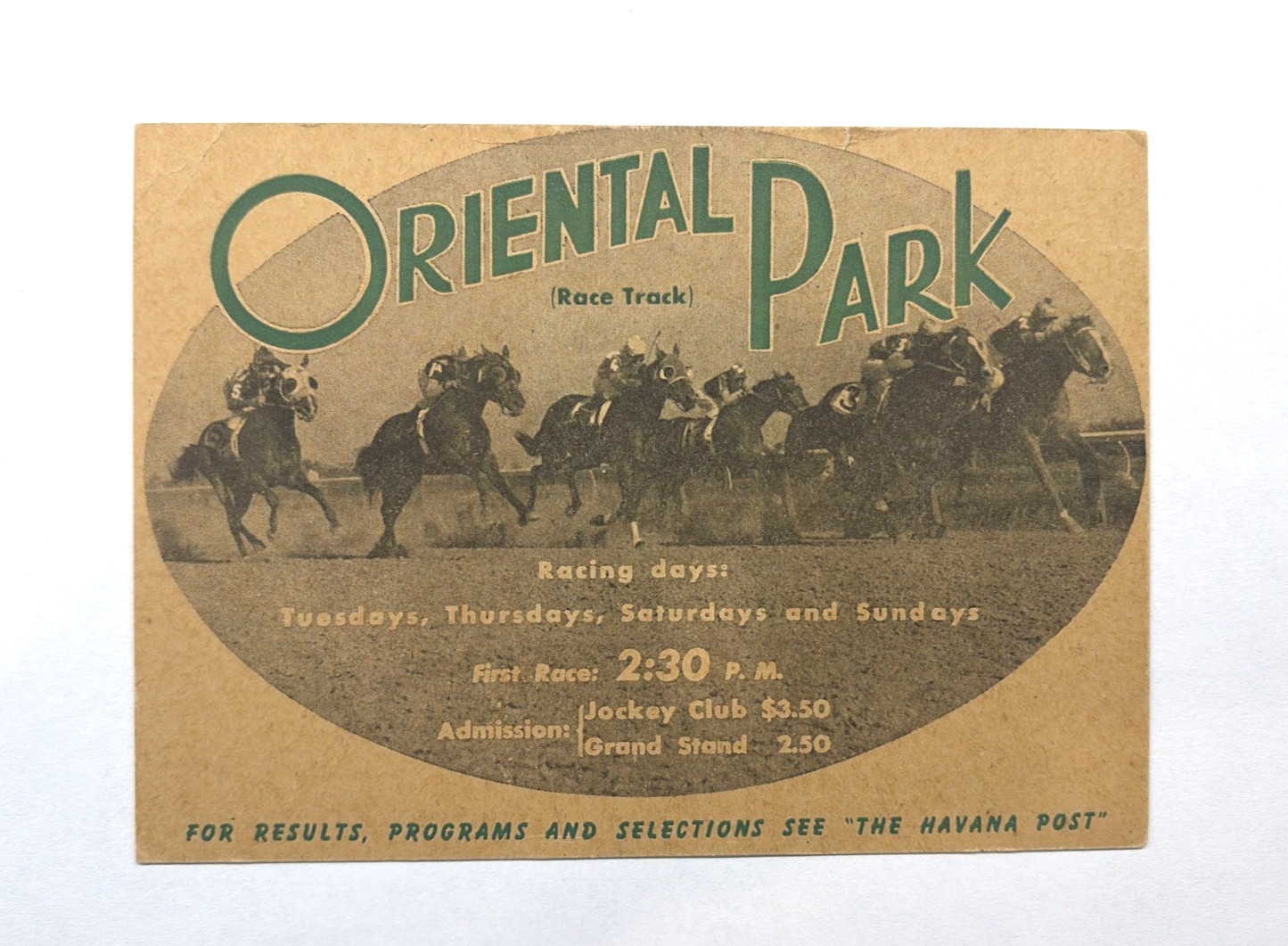 Vintage Oriental Park Race Track Havana Cuba Horse Racing Over-Sized Postcard EX Vintage Oriental Park Race Track Havana Cuba Horse Racing Over-Sized Postcard EX