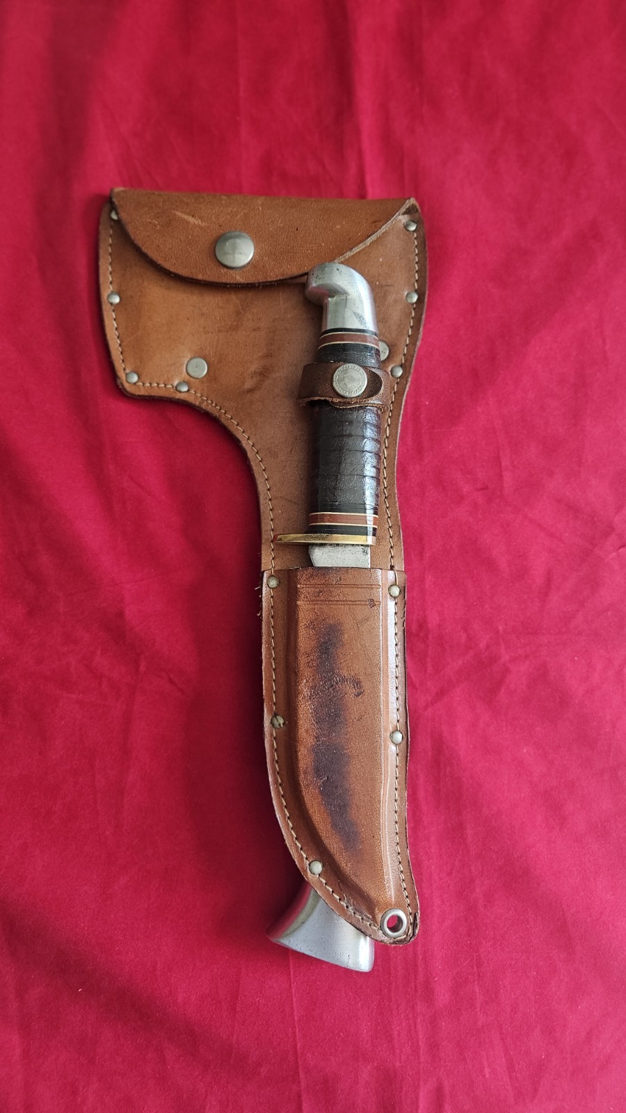 Western Hatchet Knife Combo Set with Leather Sheath Made in USA Hunting Camping Western Hatchet Knife Combo Set with Leather Sheath Made in USA Hunting Camping