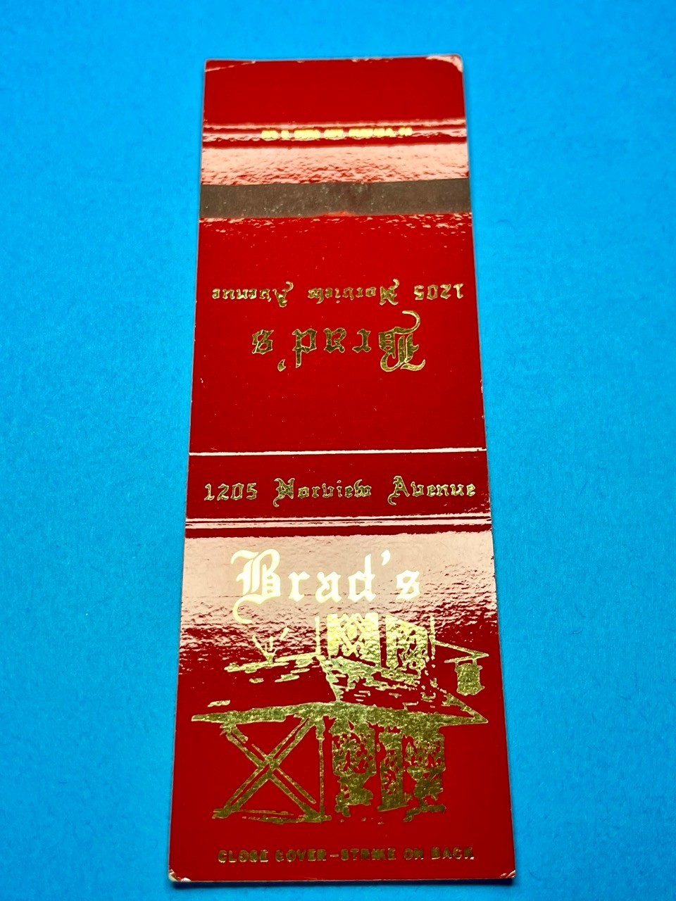 Vintage Matchbook Cover Brad's Restaurant Norfolk, Virginia MB157