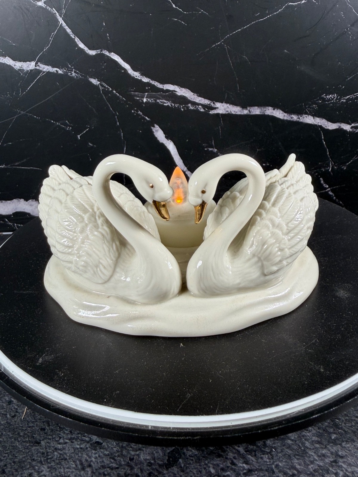 Lenox Everlasting Embrace Swan Cake Topper Rare Votive Candle Holder Porcelain Lenox Everlasting Embrace Swan Cake Topper Rare Votive Candle Holder Porcelain