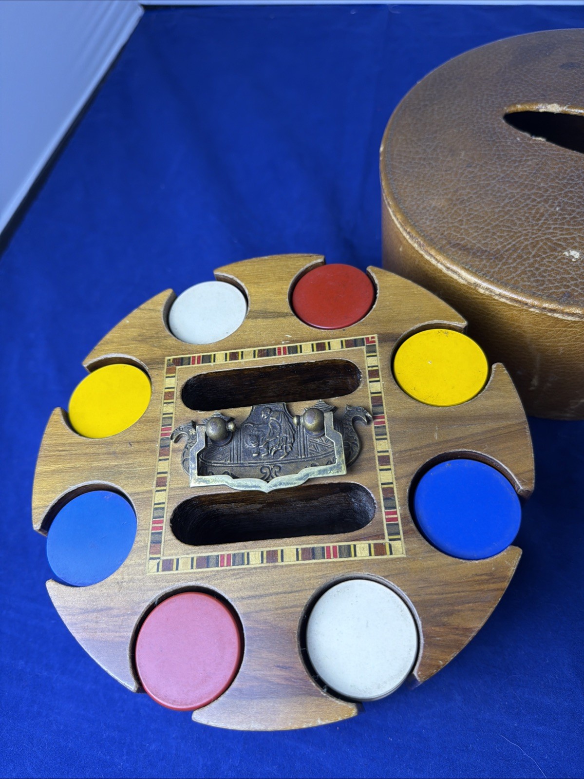 Rare Antique 1920s-30s B.H. Dyas Co. Poker Chip Carousel Server Storage Cover Rare Antique 1920s-30s B.H. Dyas Co. Poker Chip Carousel Server Storage Cover