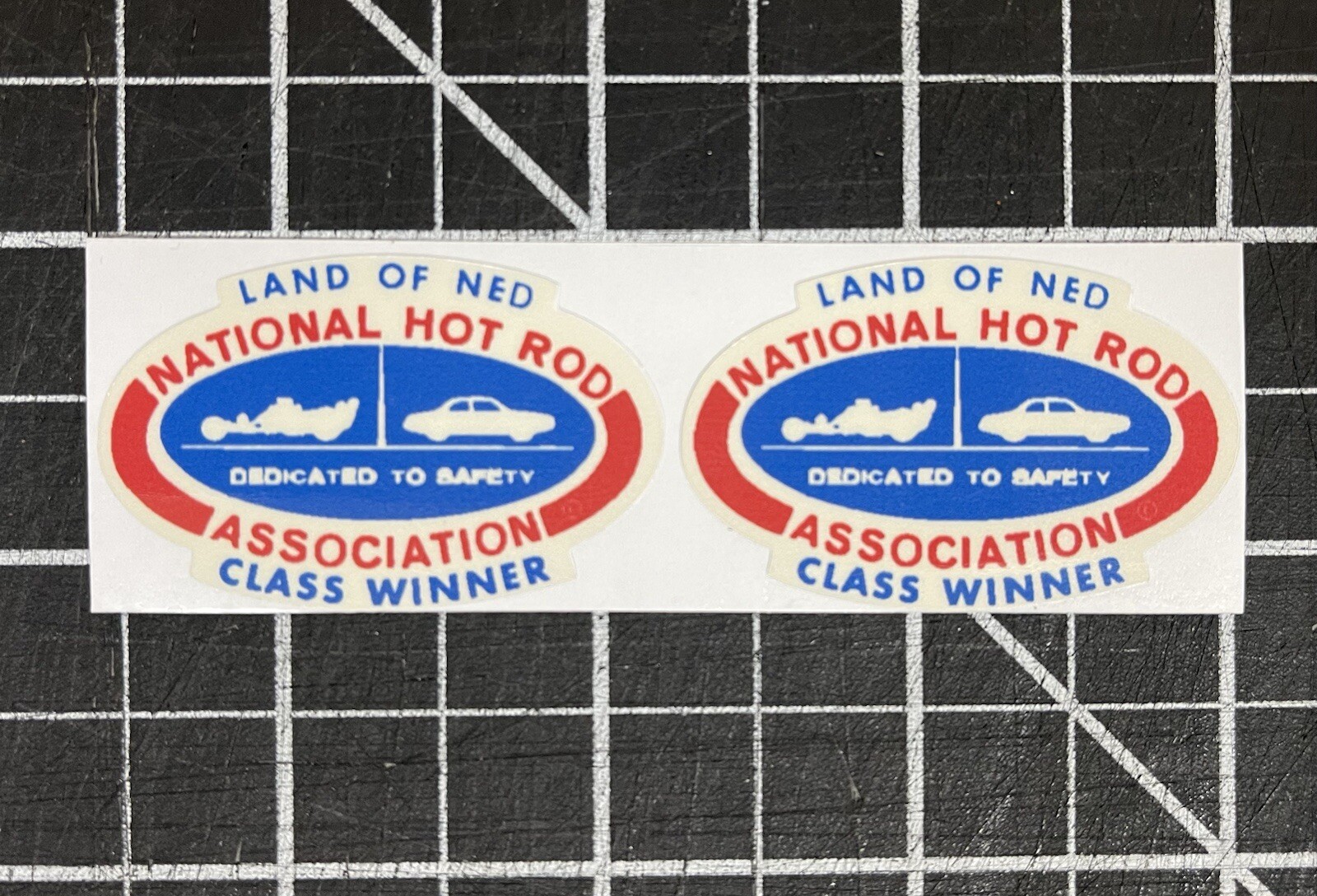 Two Small New NHRA - Land Of NED - Vintage 1960’s Racing Decal Sticker Two Small New NHRA - Land Of NED - Vintage 1960’s Racing Decal Sticker