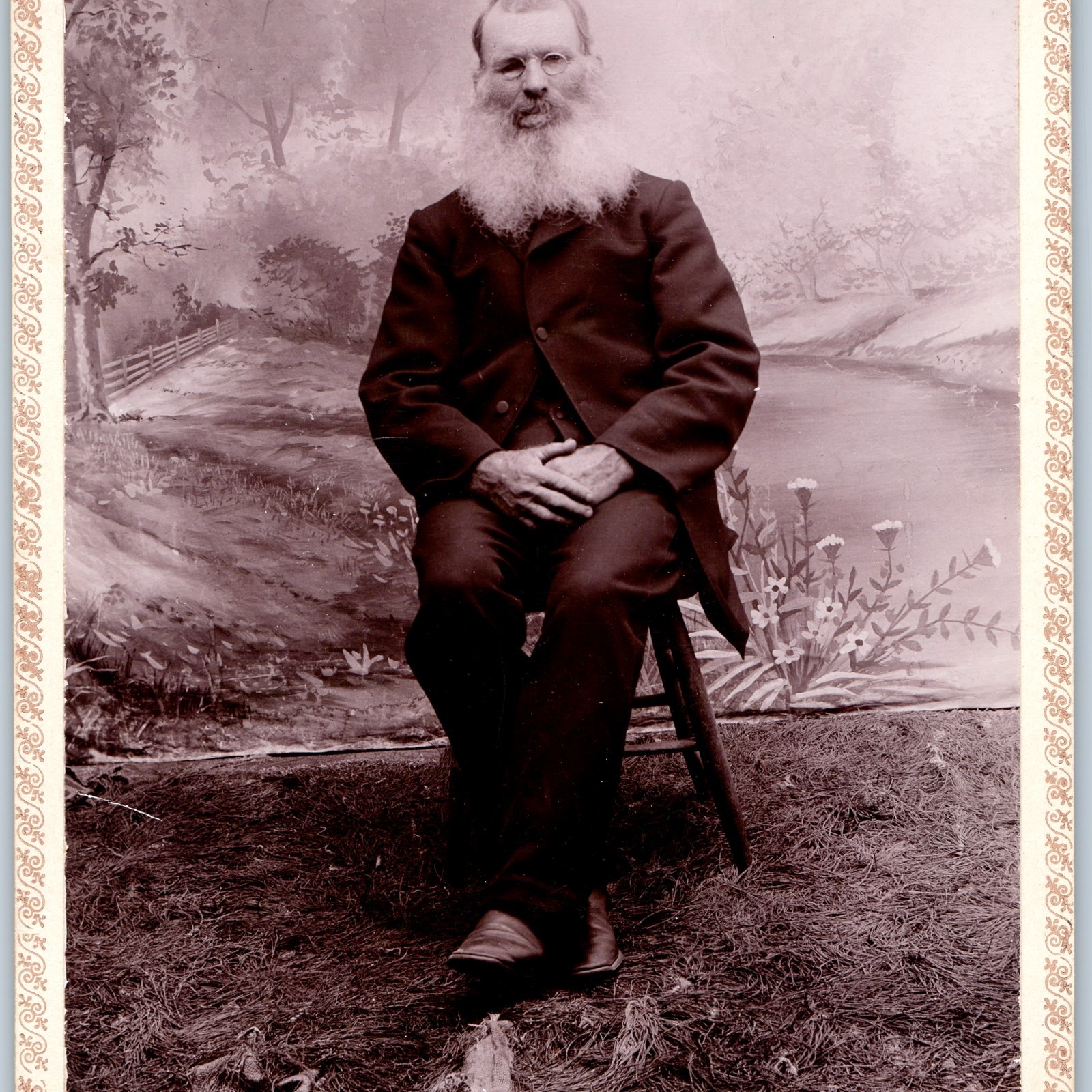 c1880s White Beard Old Balding Man Elder Specs Cabinet Card Pierce Little Gem B5 c1880s White Beard Old Balding Man Elder Specs Cabinet Card Pierce Little Gem B5