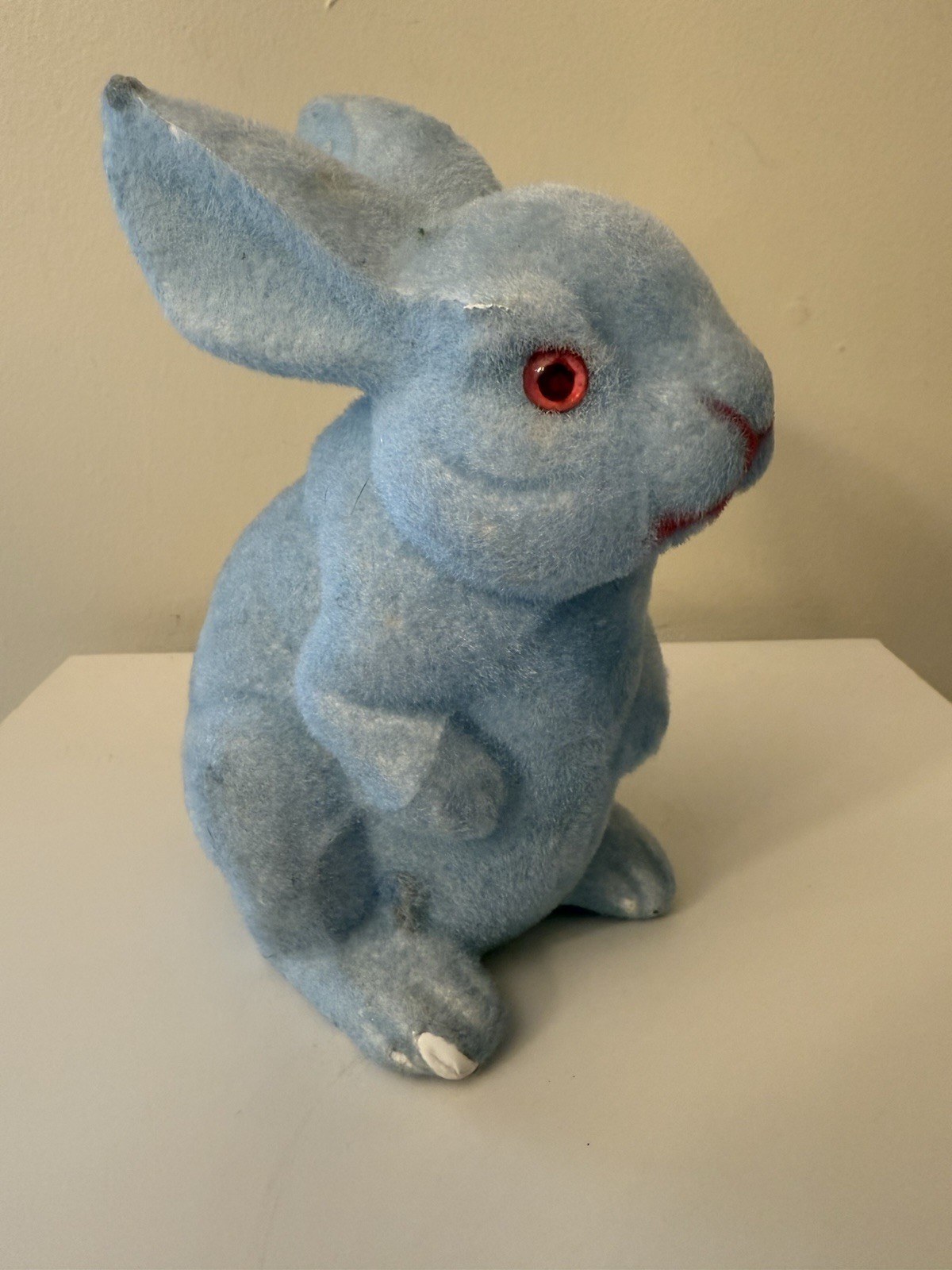 Vintage Large 8” Flocked Fuzzy BLUE Bunny Rabbit Coin Bank Pink Eyes Easter Vintage Large 8” Flocked Fuzzy BLUE Bunny Rabbit Coin Bank Pink Eyes Easter