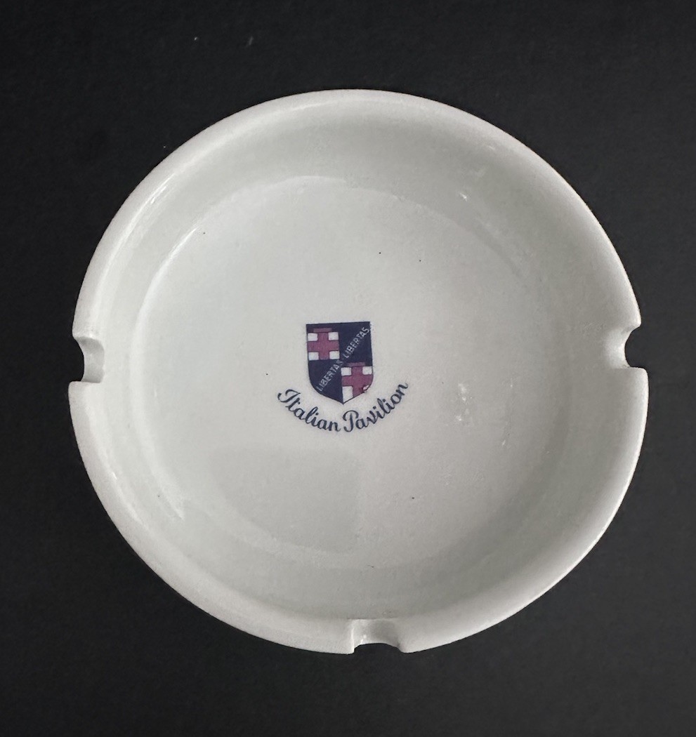 Vintage Richard Ginori Italy Ashtray Libertas Italian Pavilion Cargo Ship Crest