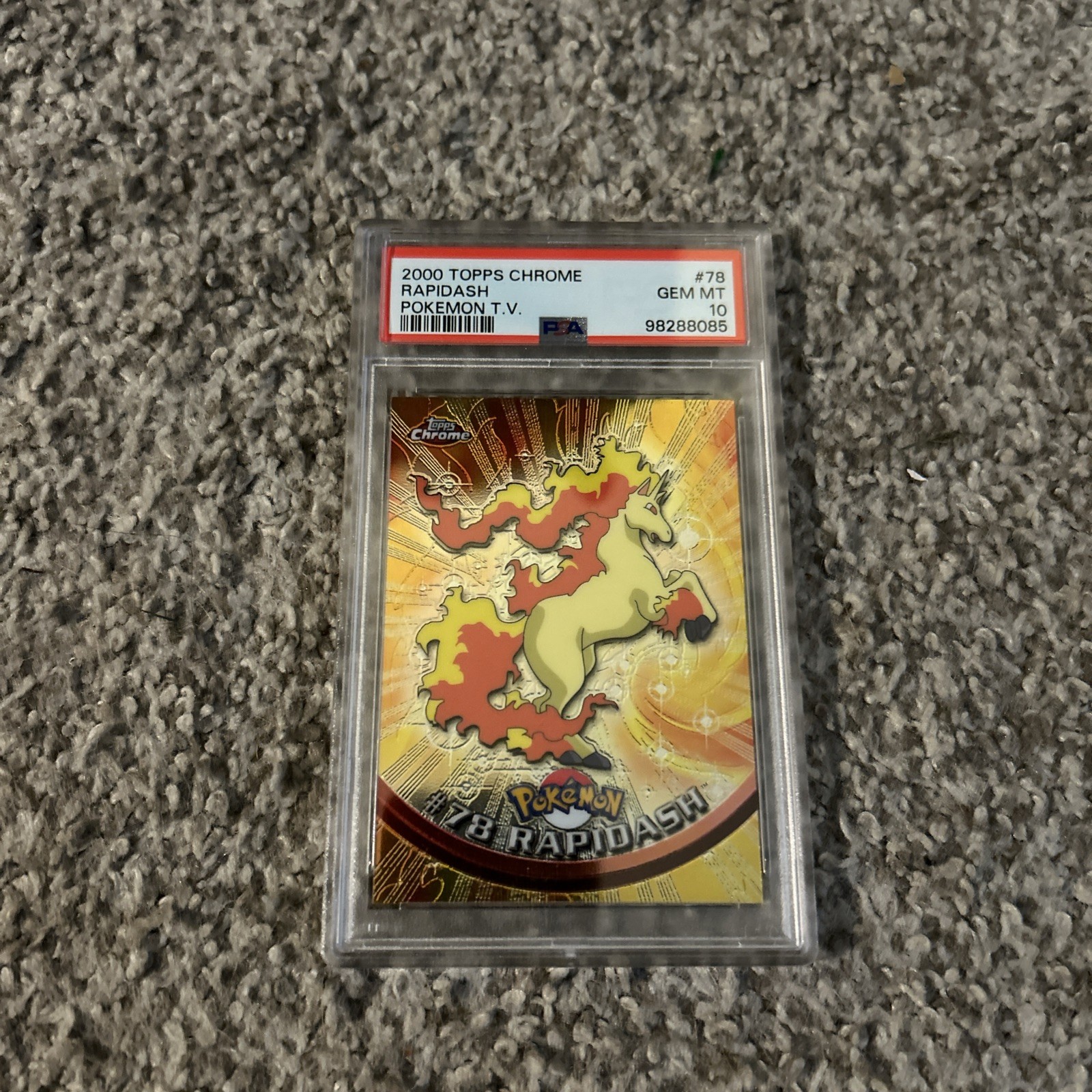 2000 Topps Pokémon Chrome Rapidash Pokémon TV Card #78 PSA Mint 10 Pop 60 2000 Topps Pokémon Chrome Rapidash Pokémon TV Card #78 PSA Mint 10 Pop 60