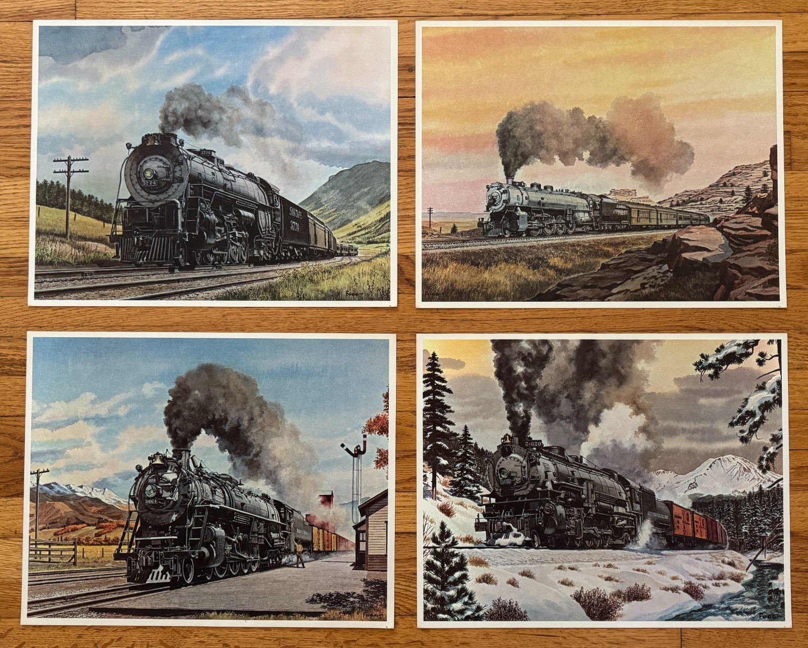 "Four seasons" Howard Fogg railroad print set