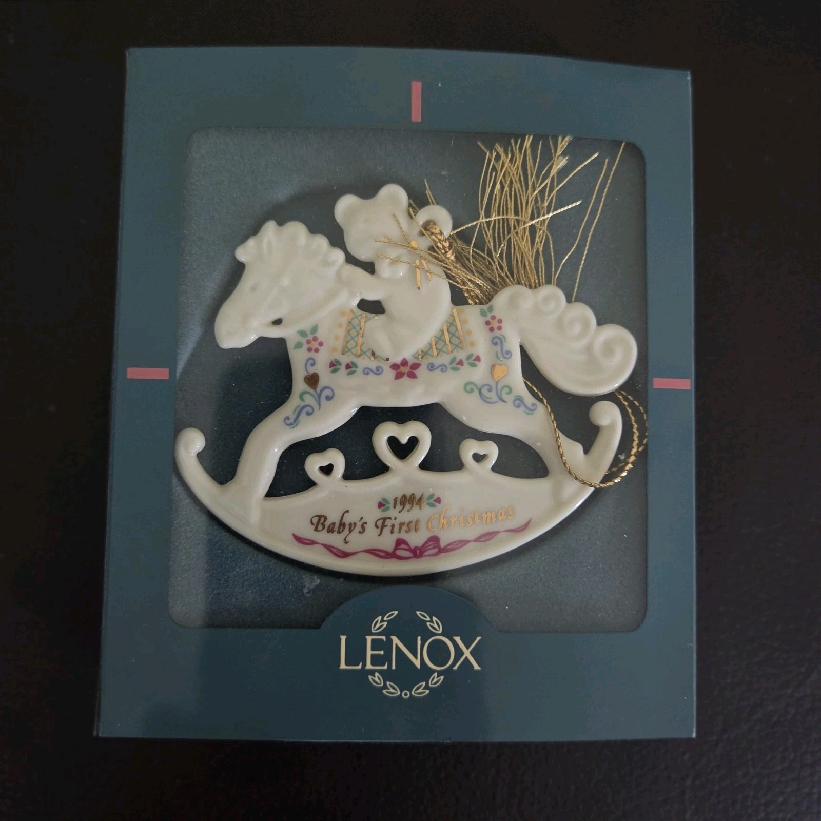 Vintage 1994 Lenox Baby's First Christmas Rocking Horse Ornament Original Box Vintage 1994 Lenox Baby's First Christmas Rocking Horse Ornament Original Box
