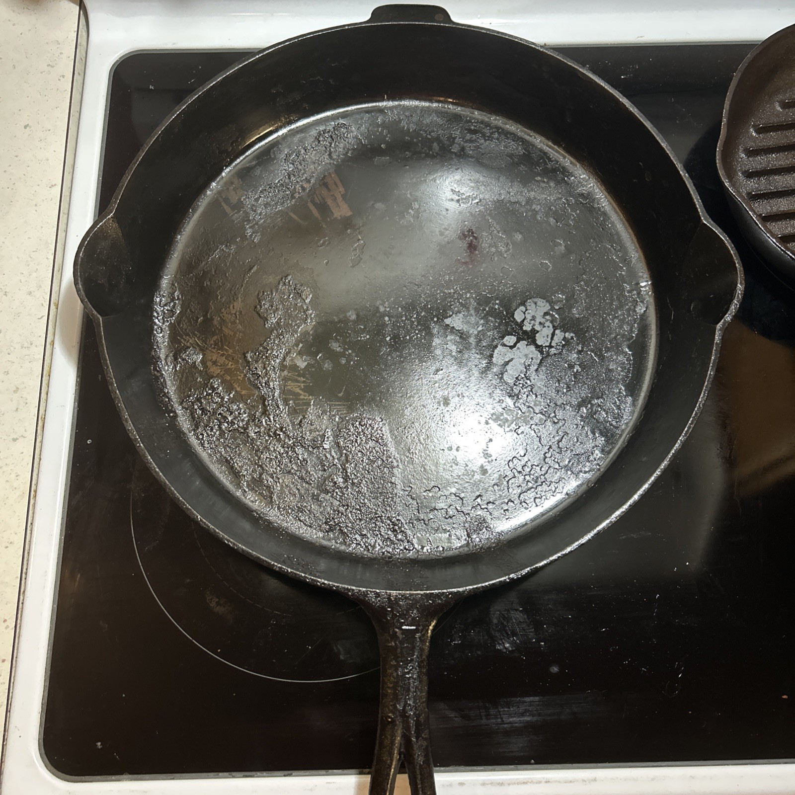 Antique Griswold 718 Cast Iron #14 Large Block Logo Skillet w/ Heat Ring READ Antique Griswold 718 Cast Iron #14 Large Block Logo Skillet w/ Heat Ring READ