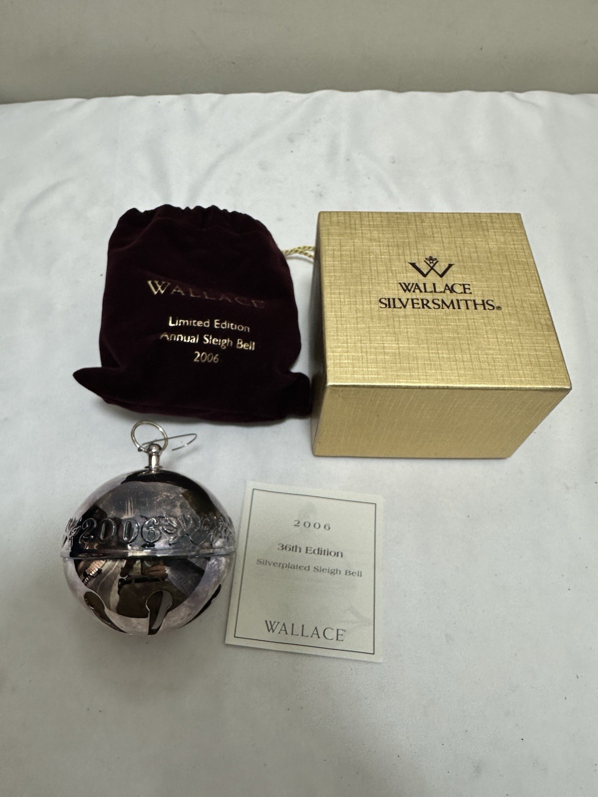 Wallace Silversmiths 2006 Silver Plate Sleigh Bell Ornament 36th Edition Wallace Silversmiths 2006 Silver Plate Sleigh Bell Ornament 36th Edition