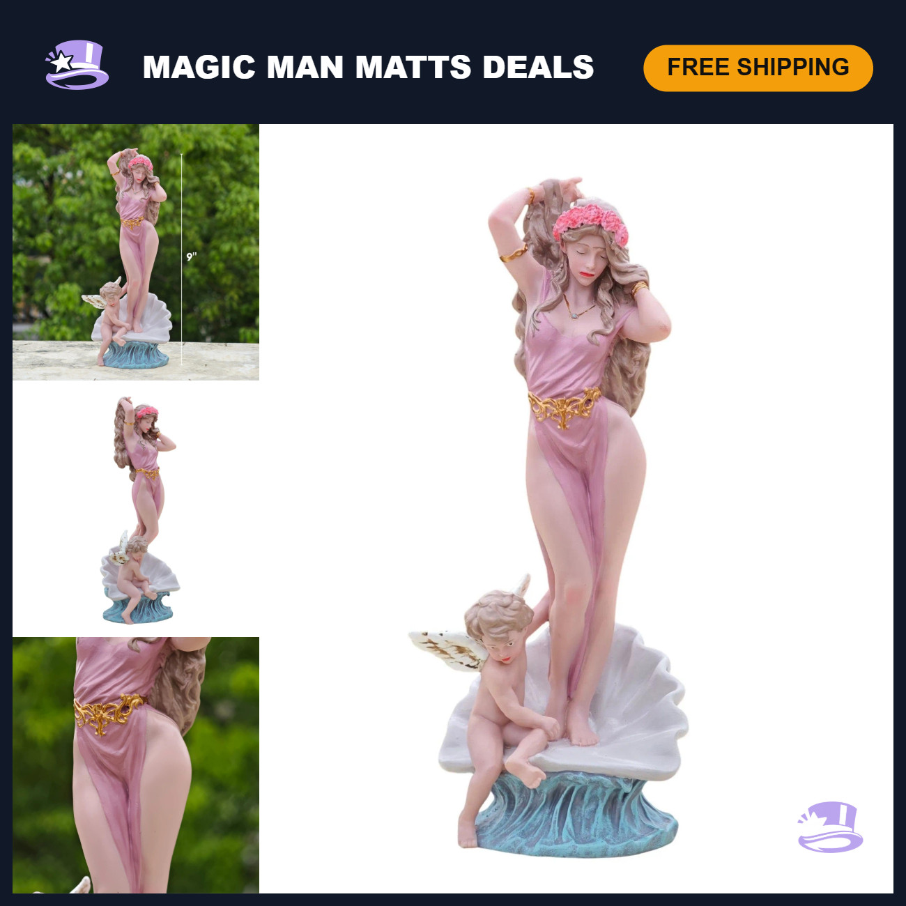 9" Greek Goddess Aphrodite Statue with Cupid Figurine - Home Decor Art Piece 9" Greek Goddess Aphrodite Statue with Cupid Figurine - Home Decor Art Piece