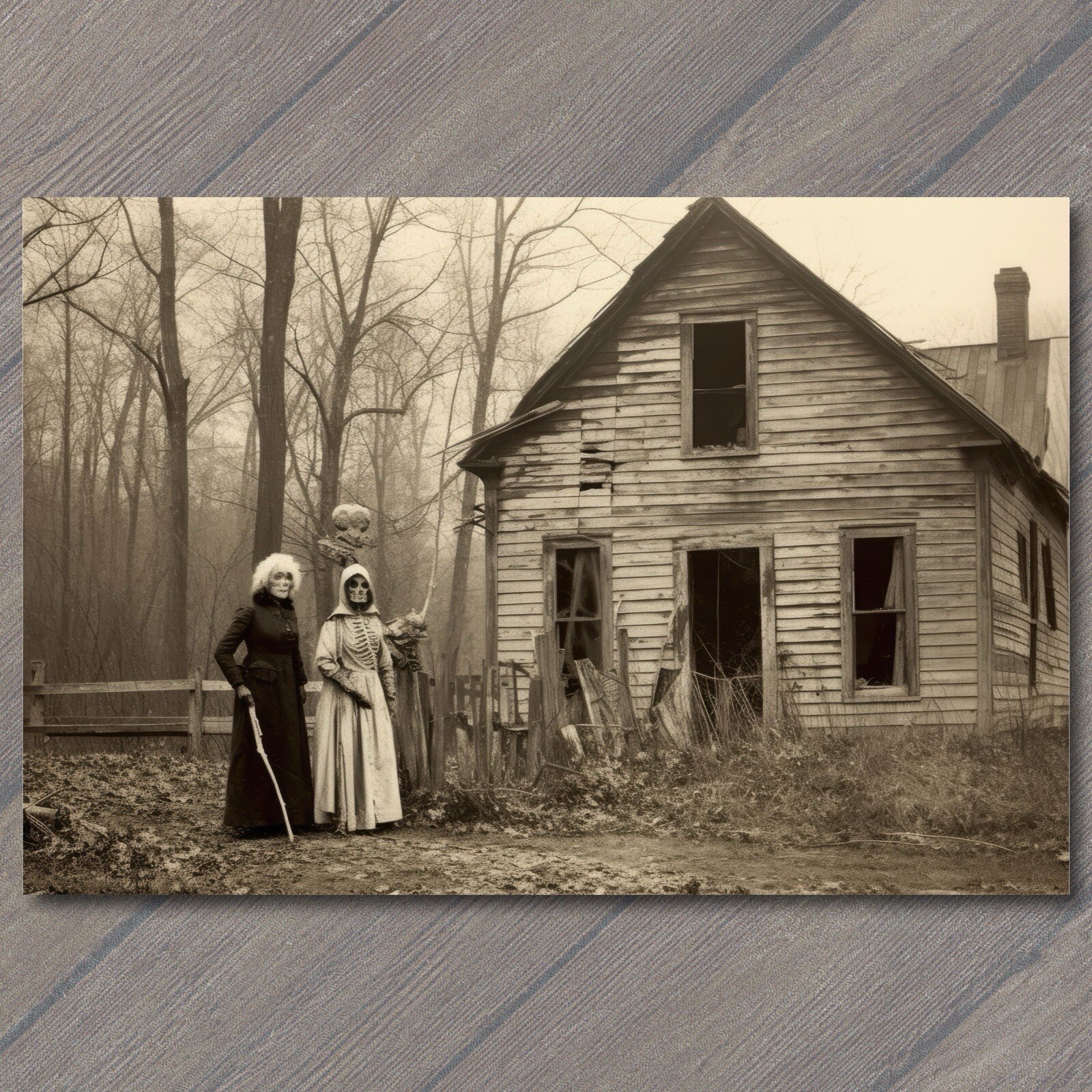 👻 POSTCARD Weird Creepy Vintage Family Halloween Cult Unusual House 👻 POSTCARD Weird Creepy Vintage Family Halloween Cult Unusual House