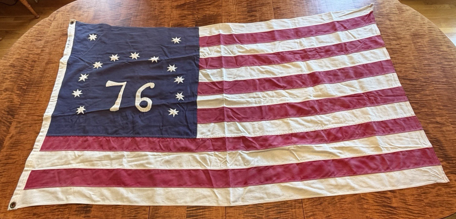 Vintage Annin Defiance 1976 Bicentennial 76 American Flag USA Embroidered Cotton Vintage Annin Defiance 1976 Bicentennial 76 American Flag USA Embroidered Cotton
