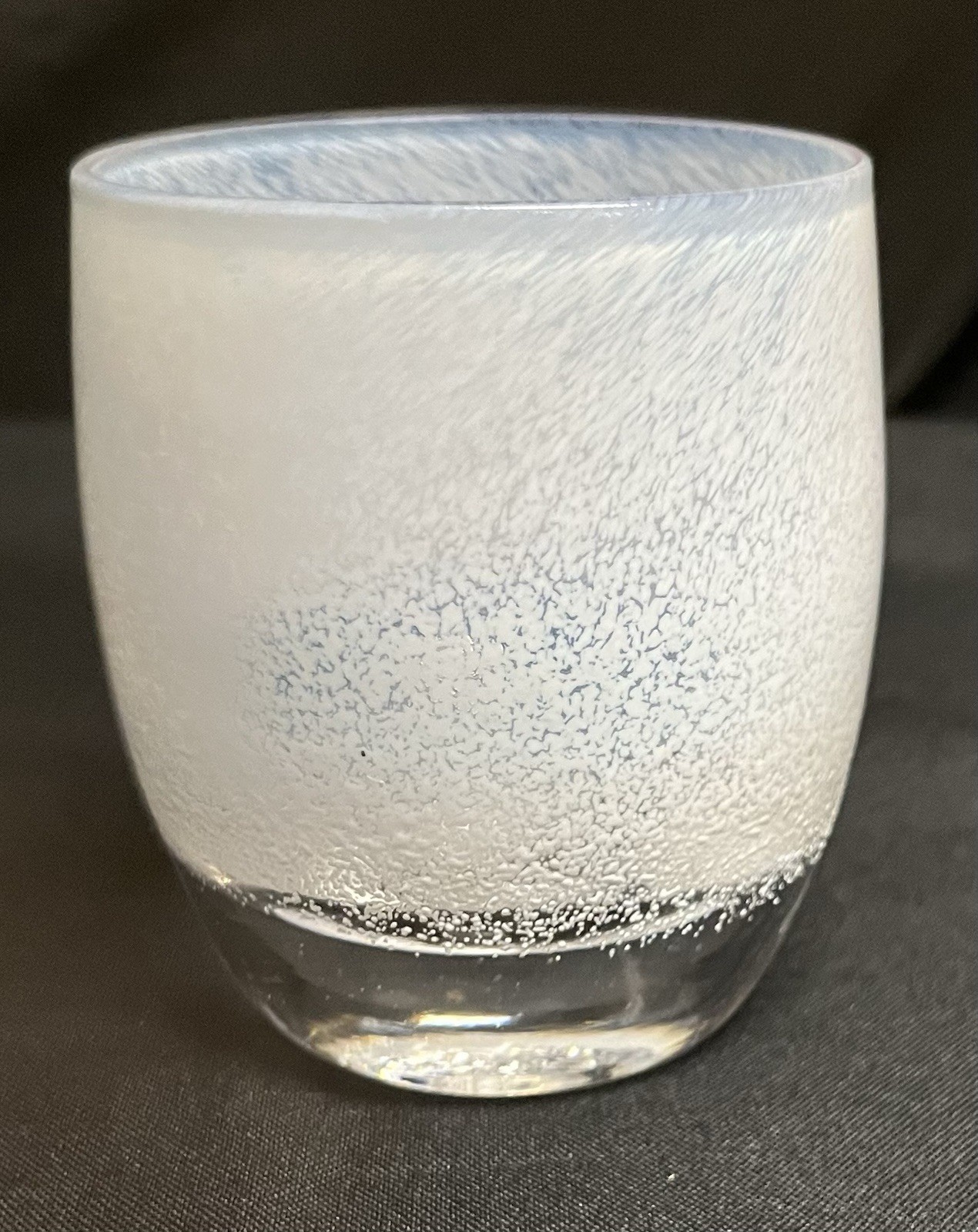 GLASSYBABY SNOWGLOBE VOTIVE CANDLE HOLDER TEXTURED WHITE OVER CLEAR