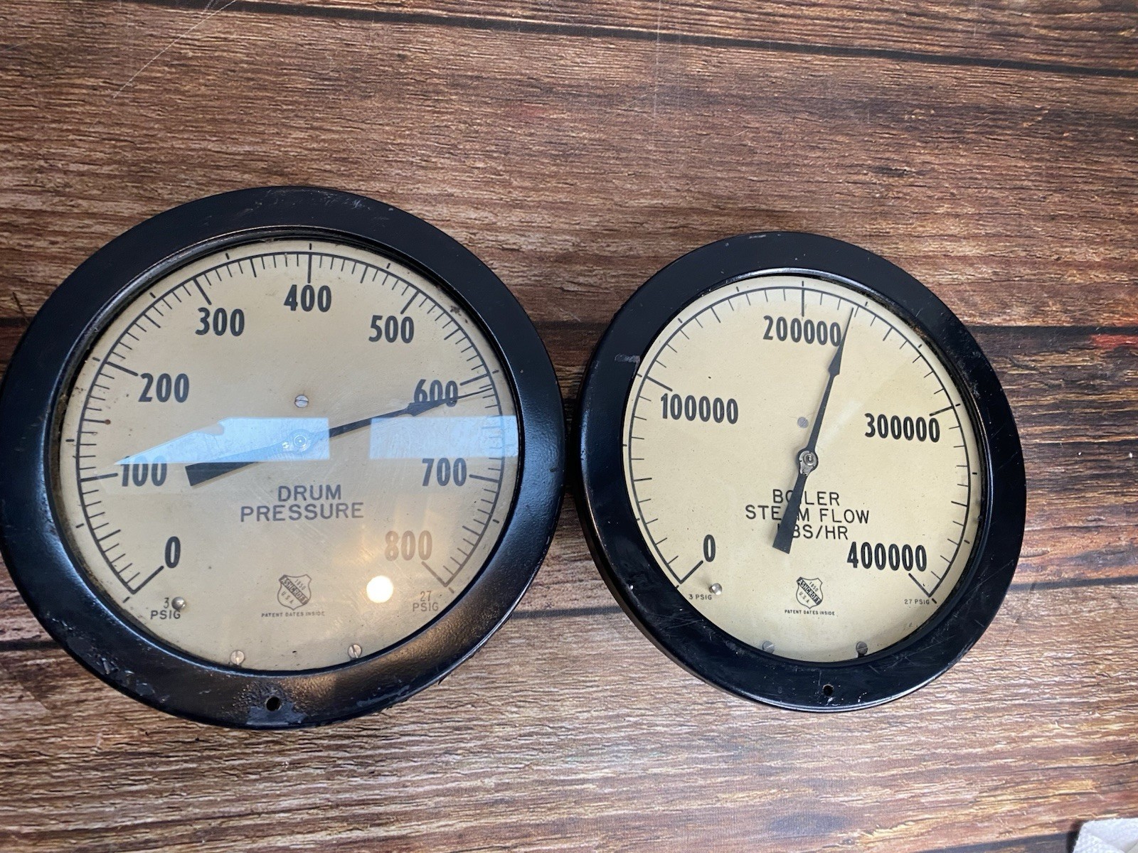 Vintage Ashcroft Drum/ Boiler PSIG Pressure Gauge Cast Iron Heavy Steampunk