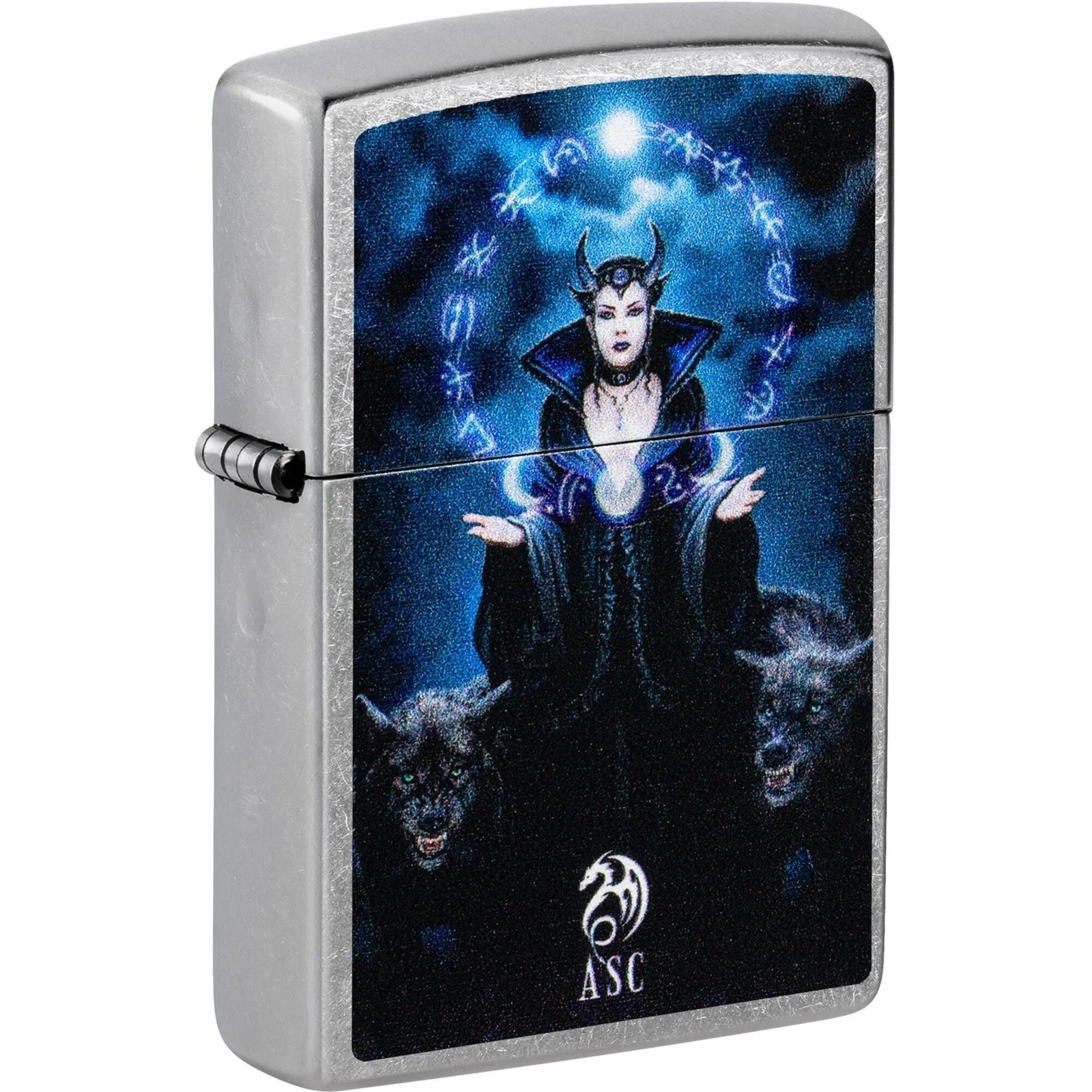 Zippo Anne Stokes Moon Witch Design Street Chrome Color Image 47084 Zippo Anne Stokes Moon Witch Design Street Chrome Color Image 47084