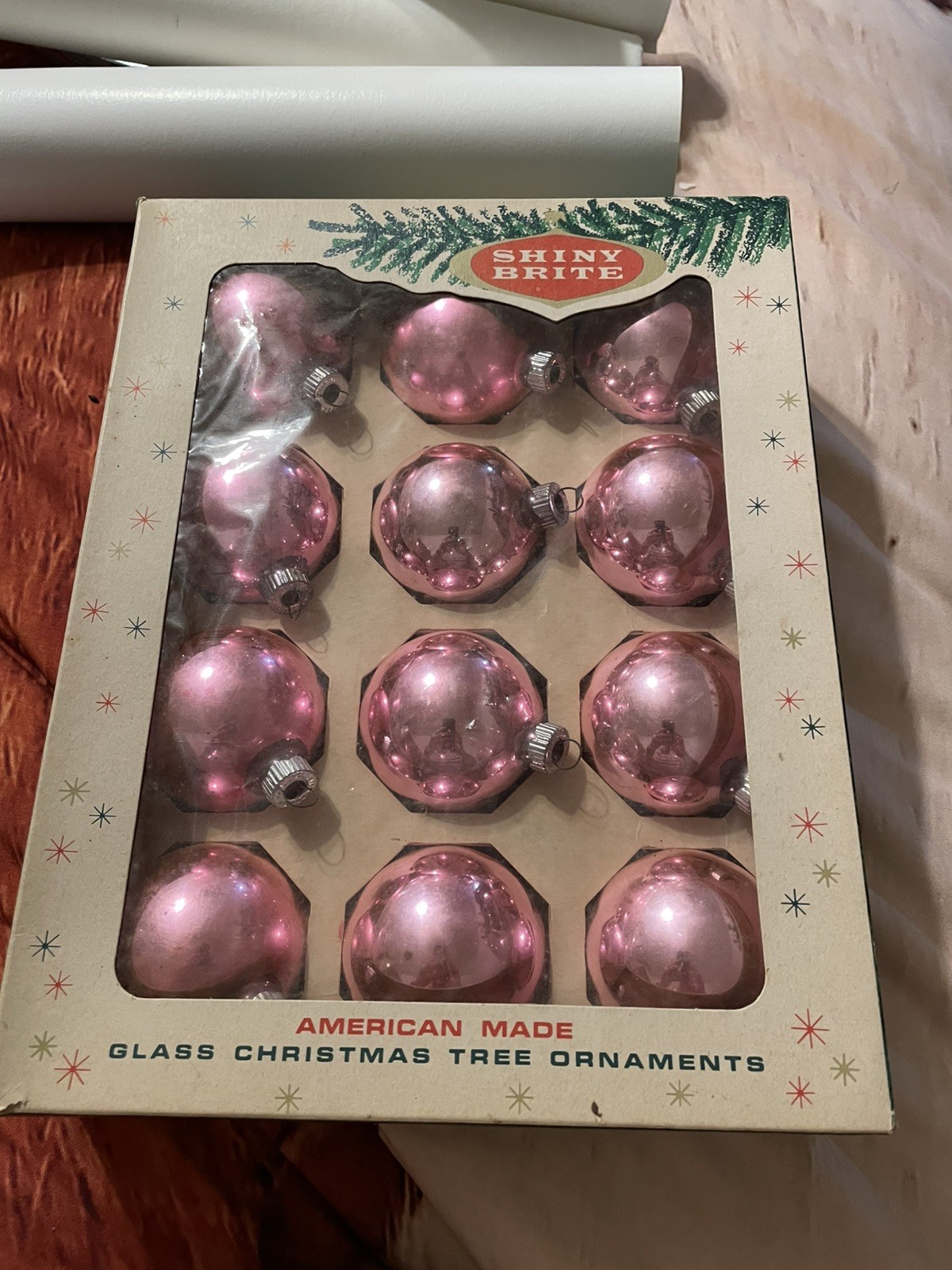 Beautiful Vintage Christmas Original Box Shiny Brite Pink Ornament Lot ~ Pink Beautiful Vintage Christmas Original Box Shiny Brite Pink Ornament Lot ~ Pink