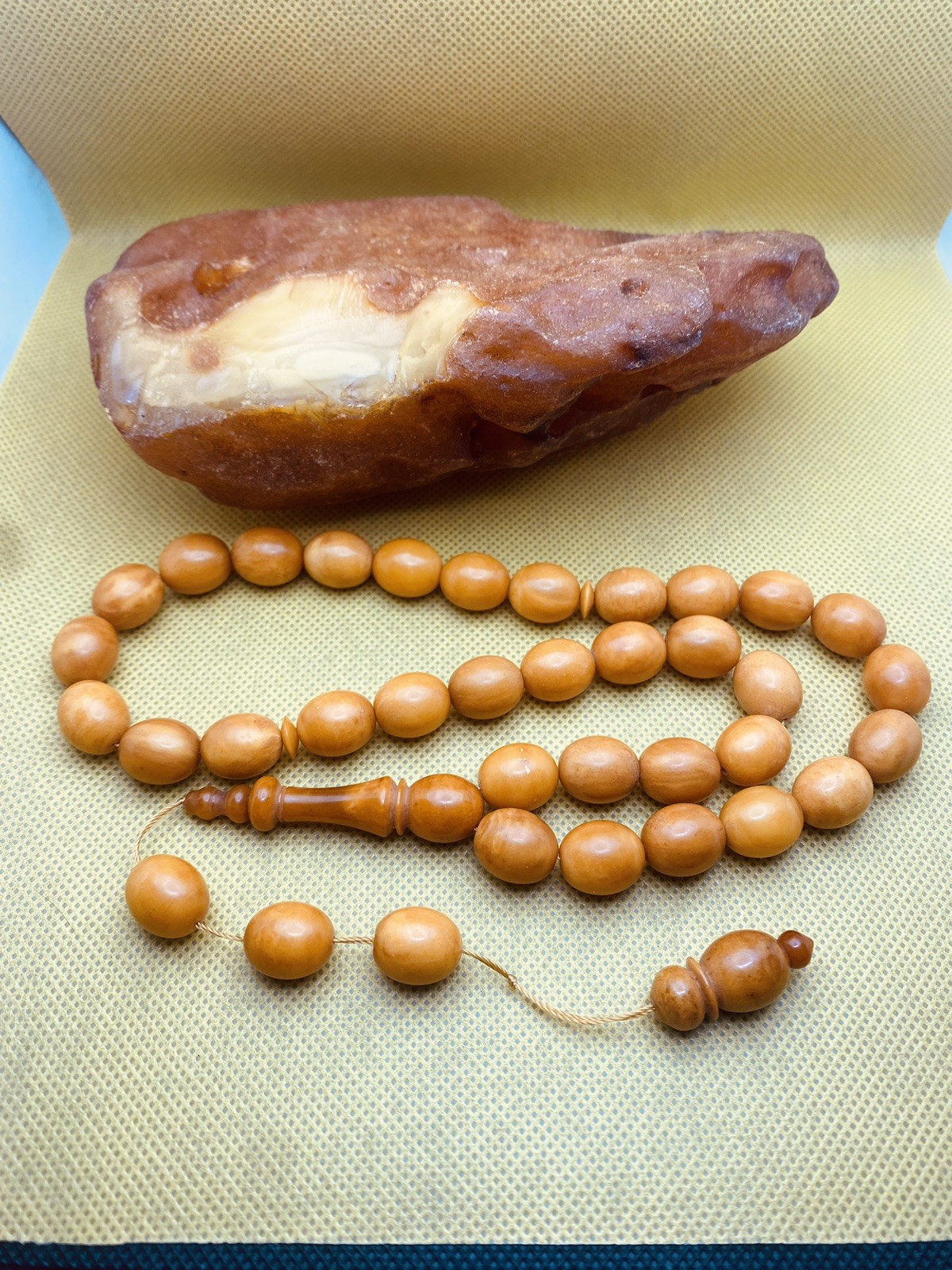 Baltic Amber Vintage Rosary Antique Pressed Konigsberg Old Beads 48.6 gr