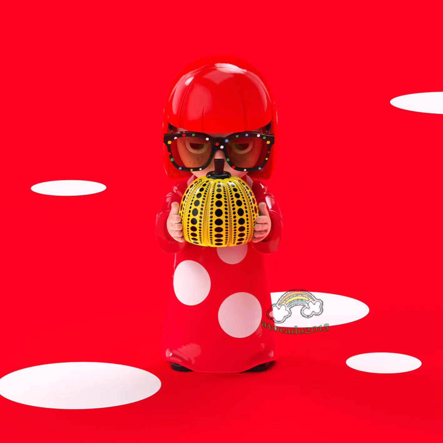 Artist Yayoi Kusama Pumpkin Vinyl Model Desktop Doll Ornamentsh 28CM