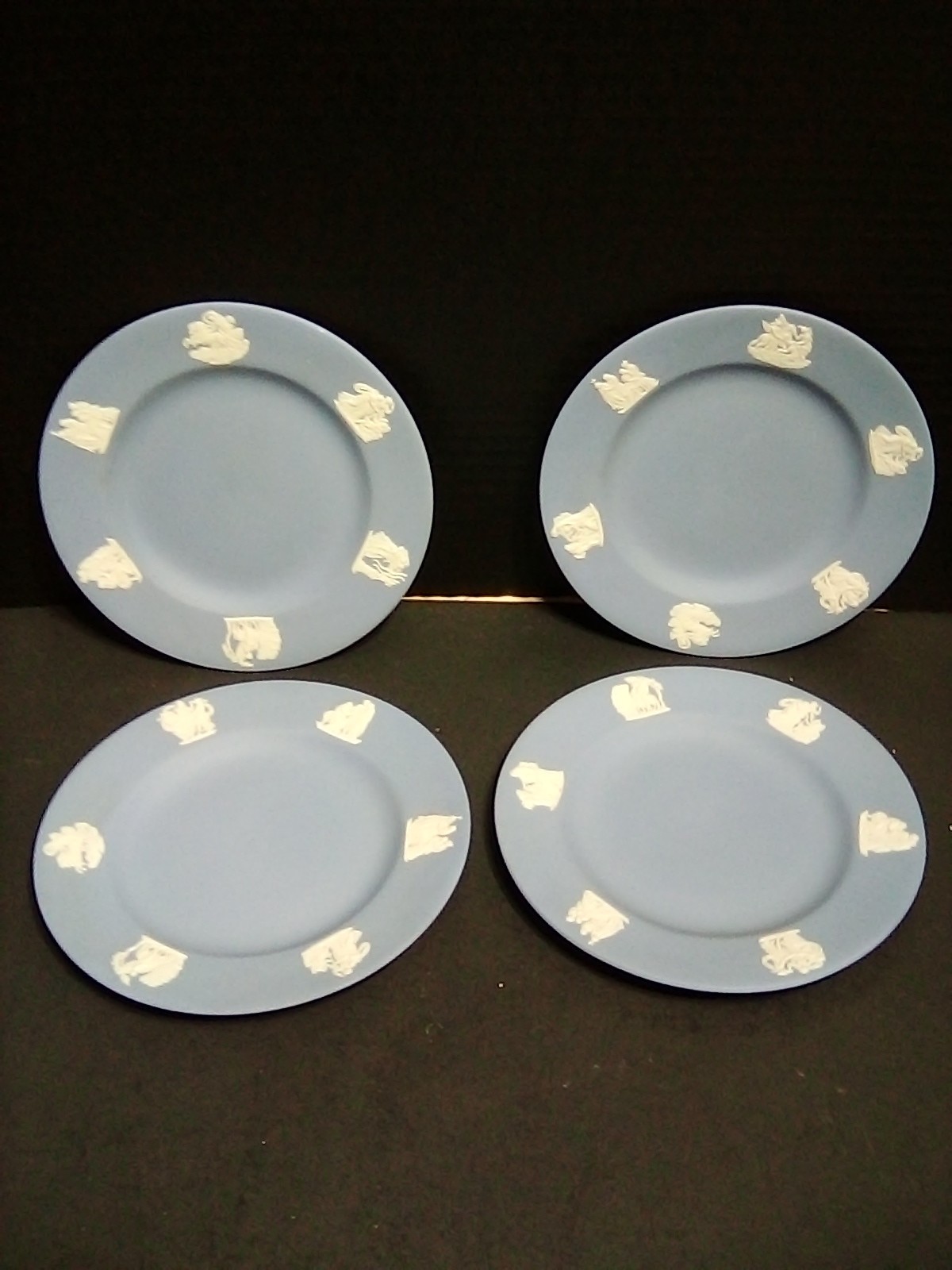 Wedgwood Jasperware Blue Grecian 4 plates 6" Wedgwood Jasperware Blue Grecian 4 plates 6"