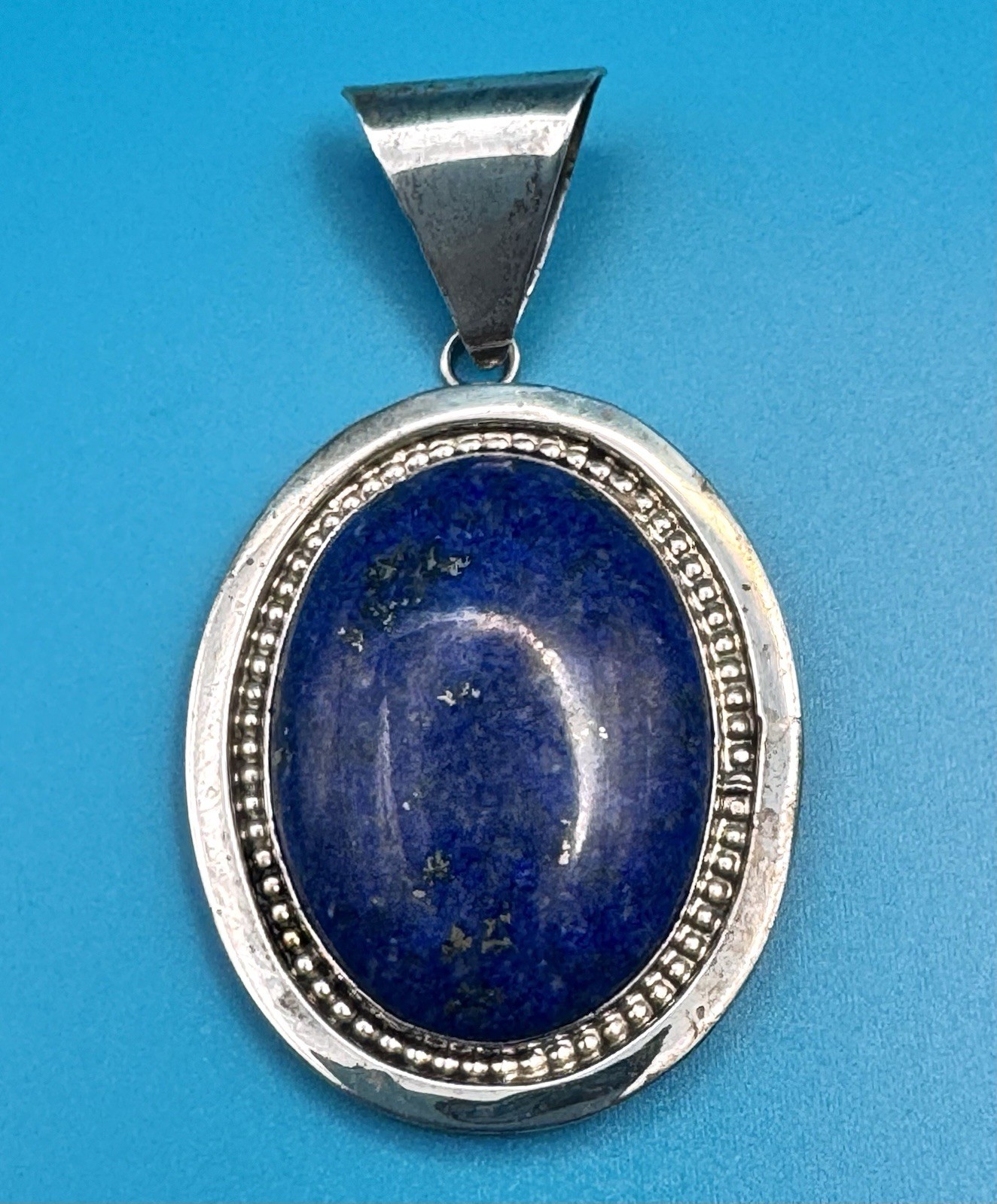 Q. Song Sterling Silver Lapis Lazuli Large Oval Statement Pendant Signed 50.5g Q. Song Sterling Silver Lapis Lazuli Large Oval Statement Pendant Signed 50.5g