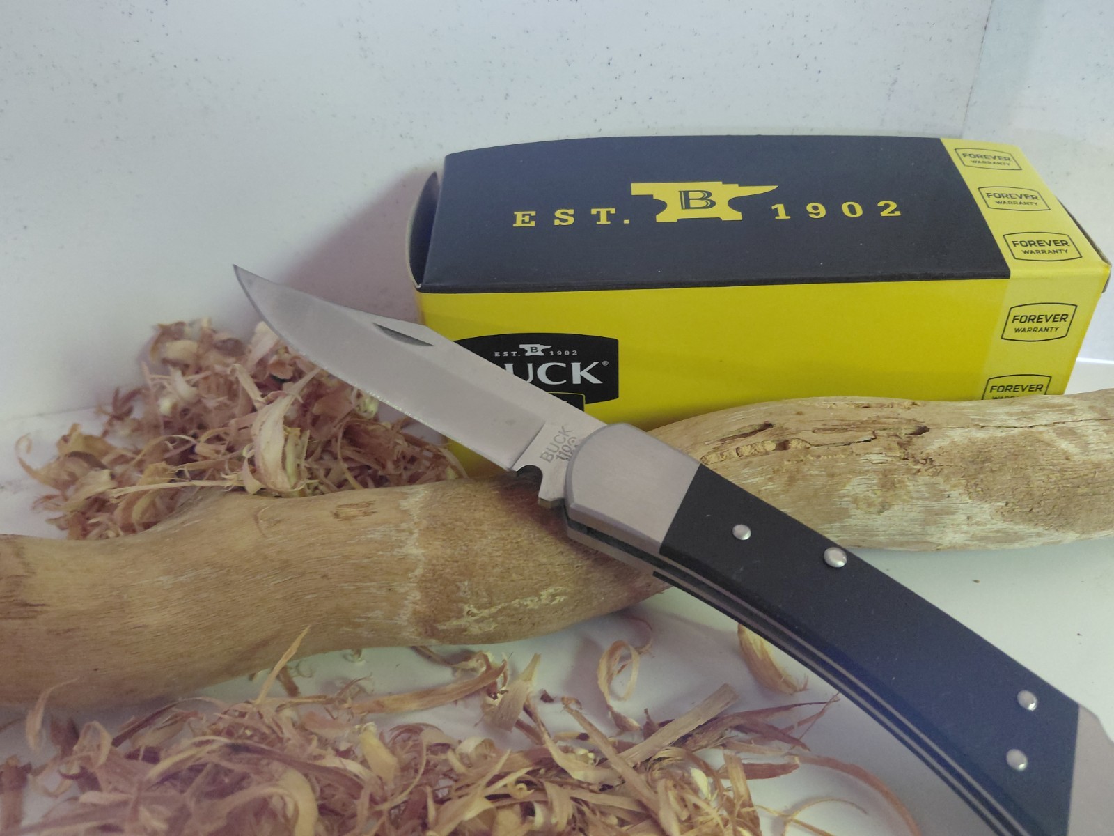 Buck 110 Folding Pocketknife Black Handle LAST TWO Lockback w/ Sheath & Box Buck 110 Folding Pocketknife Black Handle LAST TWO Lockback w/ Sheath & Box
