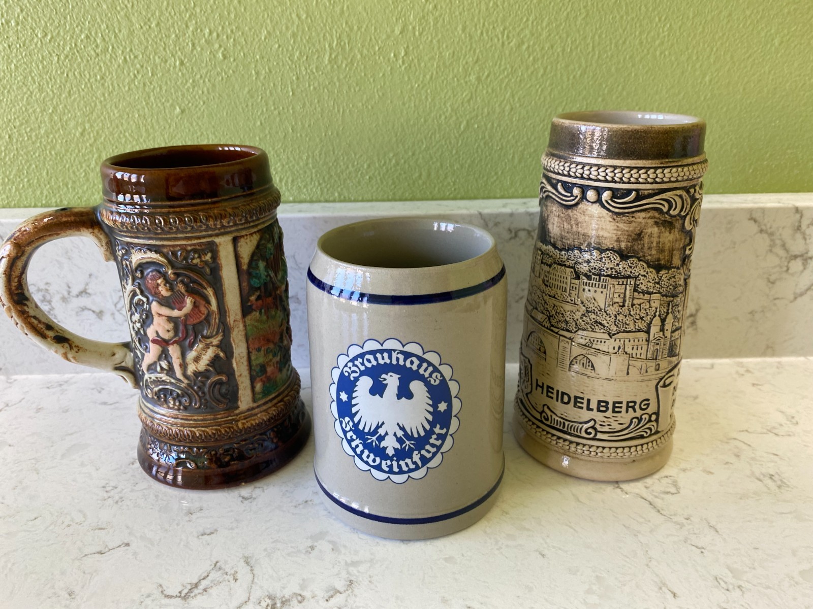 2 Gerzit and 1 Brauhaus Schweinfurt Beer Steins Made in West Germany