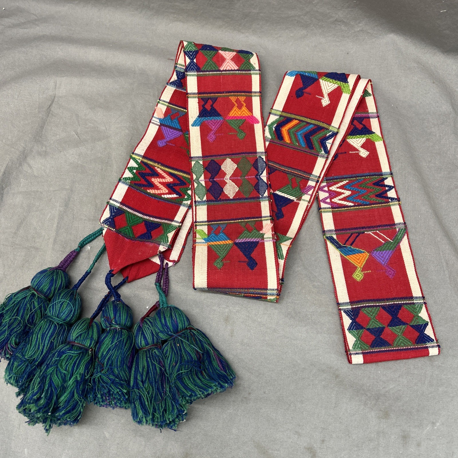 Vtg Hand Woven Guatemala Mayan Head Hair Wrap Cinta or Faja 6Tassels Embroidered Vtg Hand Woven Guatemala Mayan Head Hair Wrap Cinta or Faja 6Tassels Embroidered