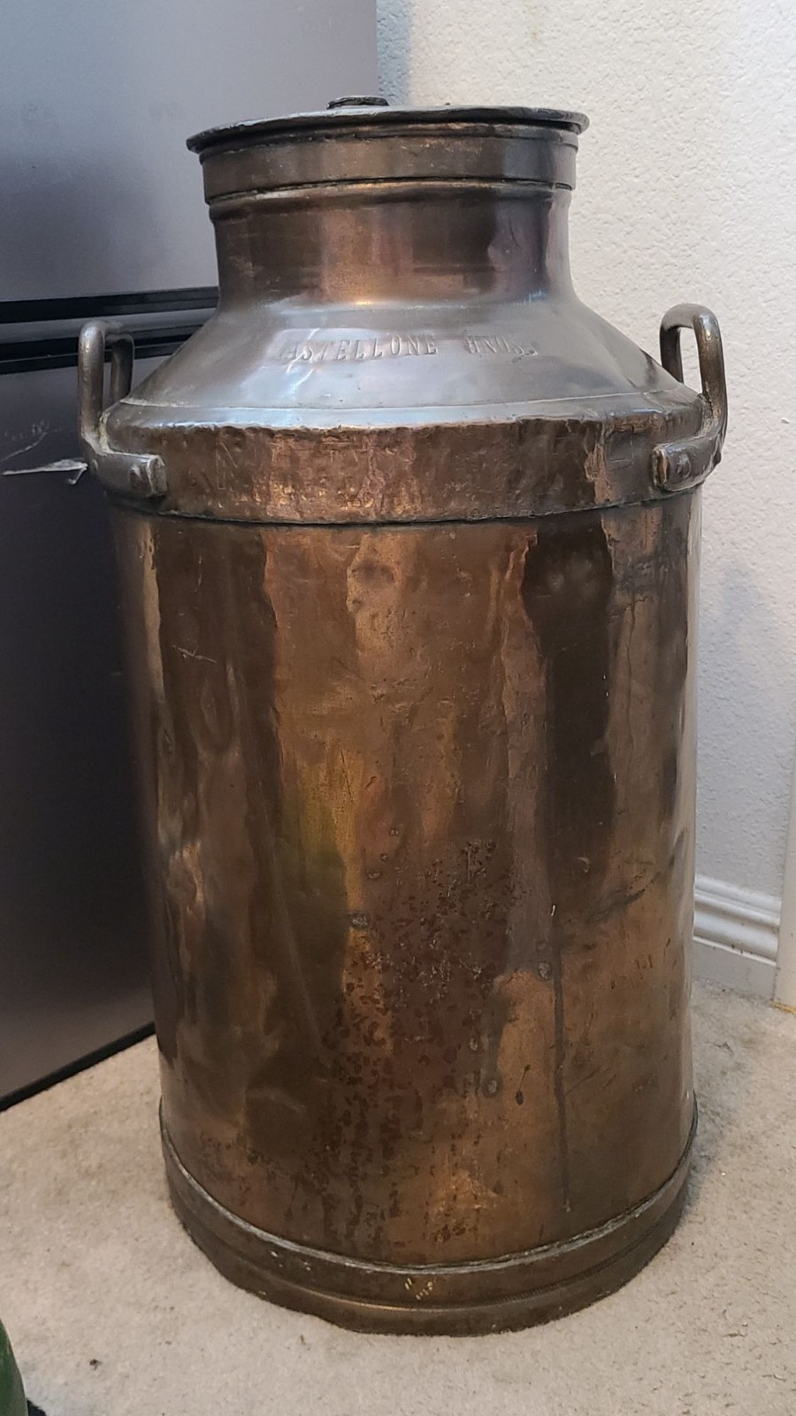 Antique Italian Copper Milk Can Churn Castellone Bros Dairy Farm Heavy 27 lbs Antique Italian Copper Milk Can Churn Castellone Bros Dairy Farm Heavy 27 lbs