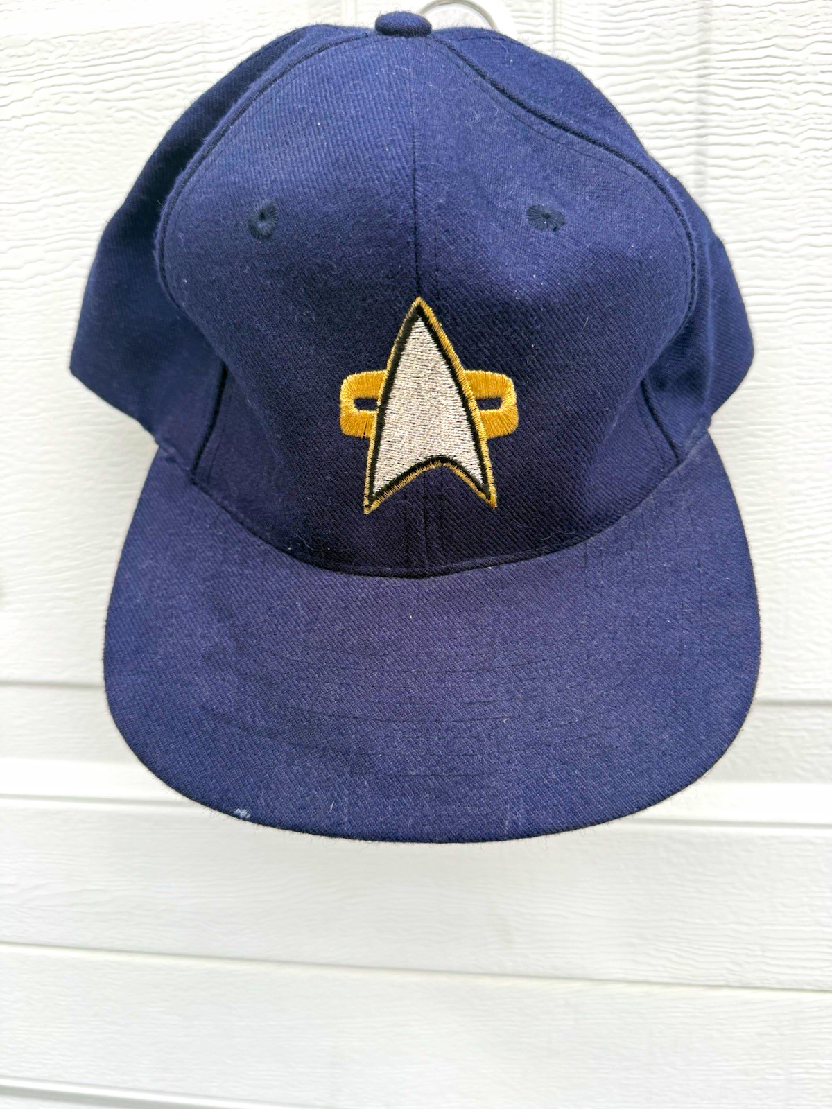 Vintage 90s Star Trek Voyager Snapback Hat KC Caps Navy Blue Green Underbrim Vintage 90s Star Trek Voyager Snapback Hat KC Caps Navy Blue Green Underbrim