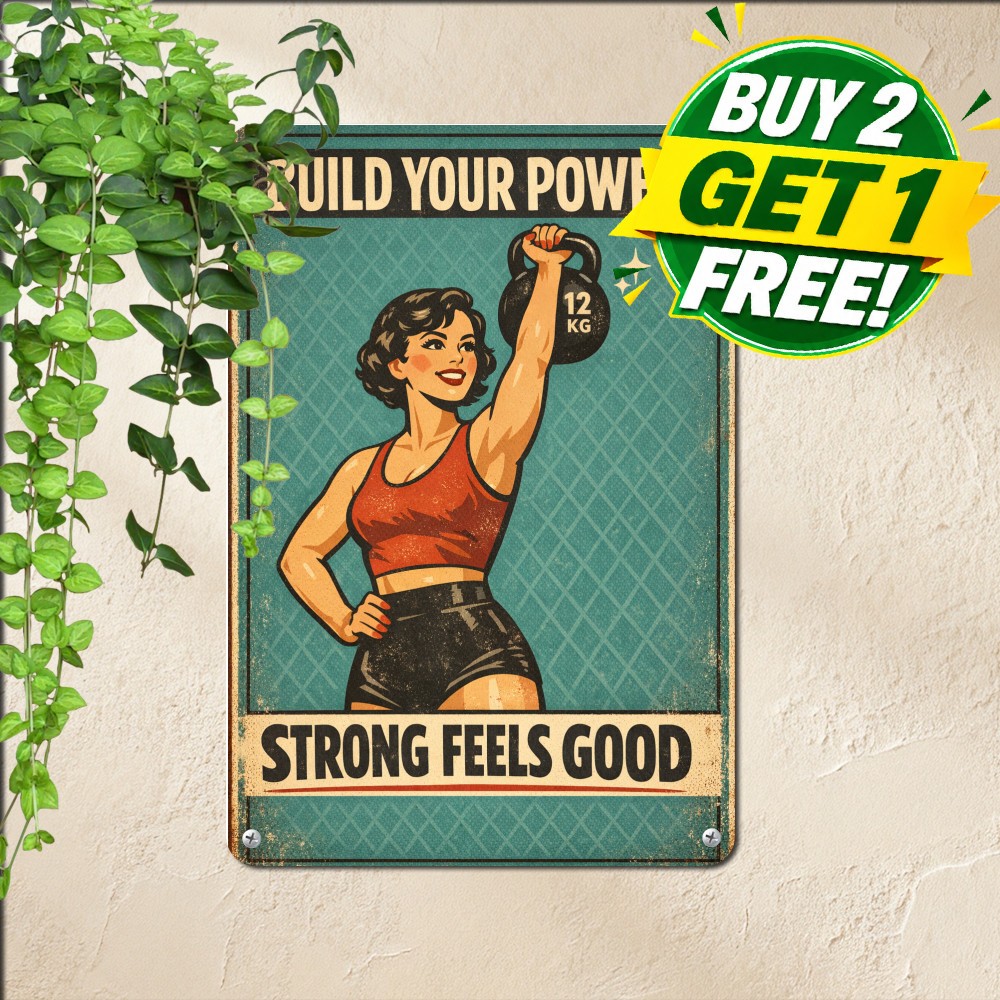Strong Is The New Pretty Motivational Fitness Workout Metal Tin Sign Strong Is The New Pretty Motivational Fitness Workout Metal Tin Sign