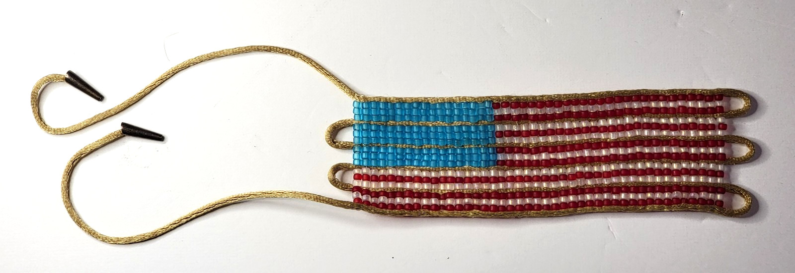 Antique Woven Glass Bead American Flag ☆ Patriotic Antique Woven Glass Bead American Flag ☆ Patriotic